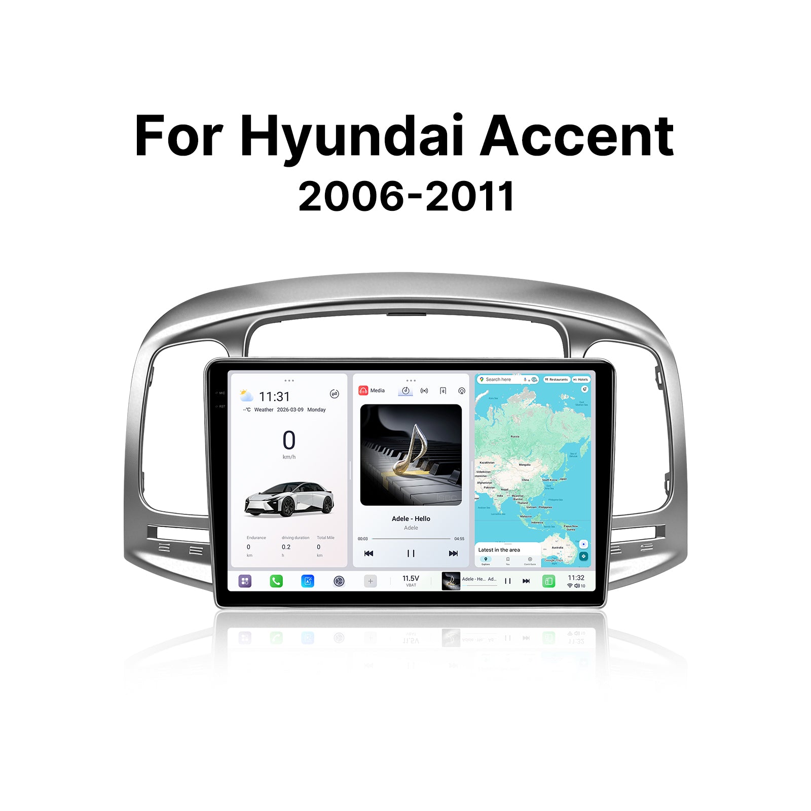Youducar 9.5 Inch Android Car Stereo For Hyundai Accent 2006-2011 With Dashboard Frame