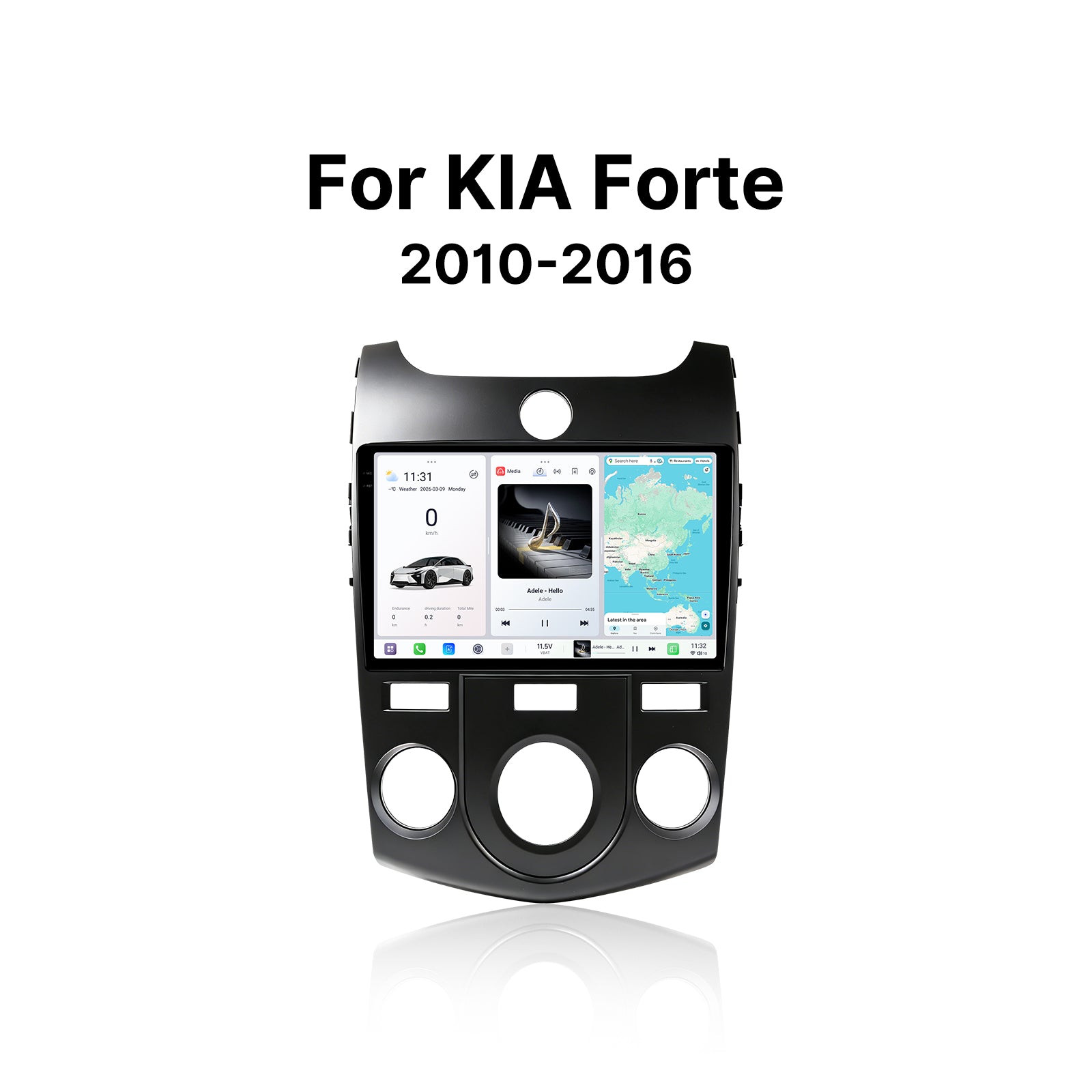 Youducar 9.5 Inch Android Car Stereo For Kia Forte 2010-2016 Manual AC, Touch Screen Radio GPS Navigation With Dash Frame