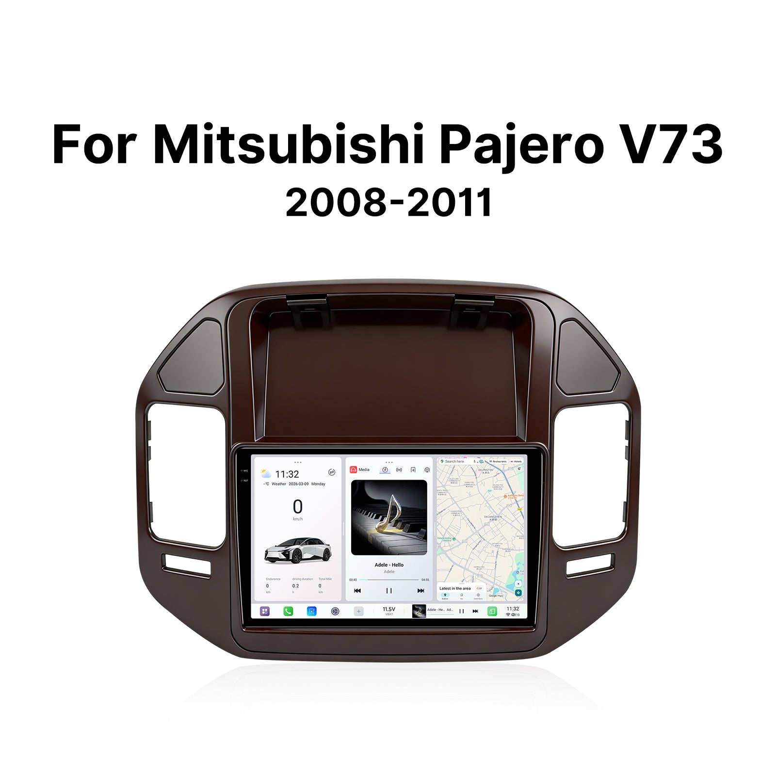 Youducar 9.5" Android Car Stereo for Mitsubishi Pajero V73 2008-2011 | Wood Grain Frame IPS Touch Screen Plug & Play
