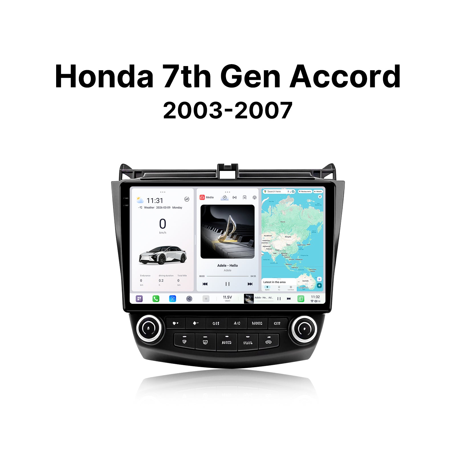 Youducar 10.36 Inch Android Car Stereo with Dash Frame Kit for Honda Accord 7th Gen 2003-2007, Wireless CarPlay Touch Screen Radio