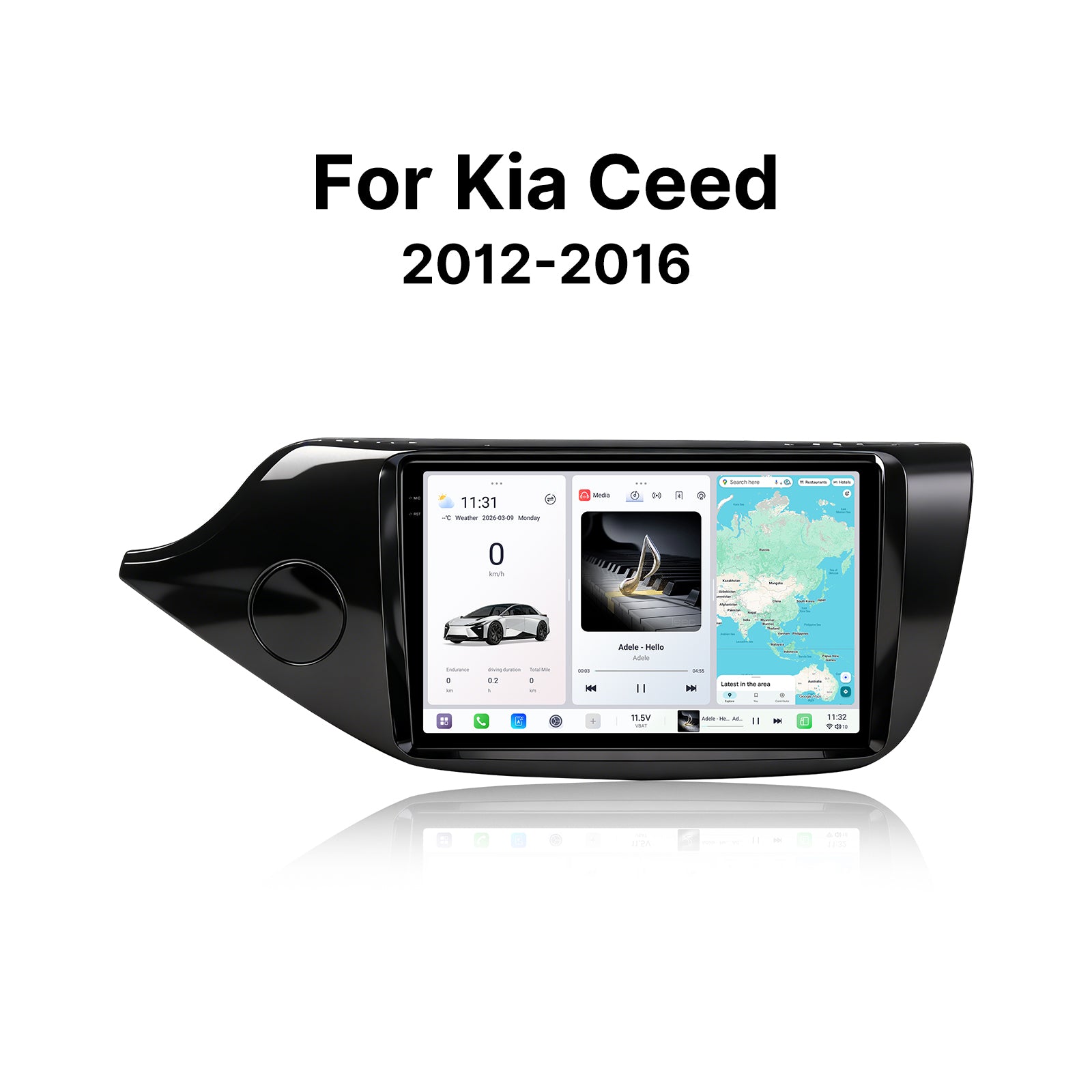 Youducar 9.5" Android Car Stereo for Kia Ceed 2012 LHD Matte Black | Touch Screen GPS Navigation Frame Kit