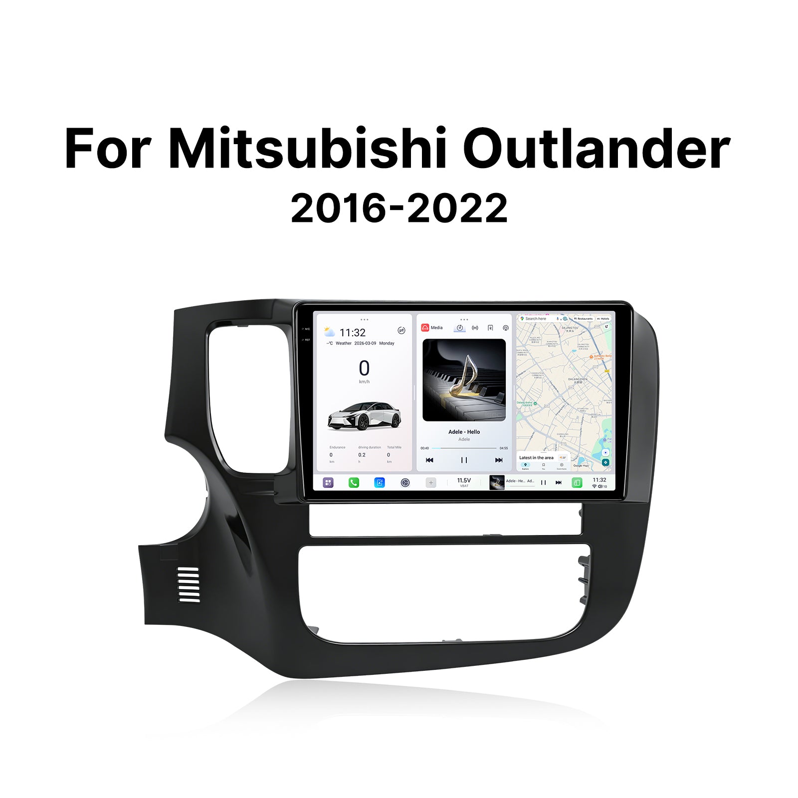 Youducar 9.5 Inch Android Car Screen For Mitsubishi Outlander 2016-2022 Left Hand Drive Glossy Frame