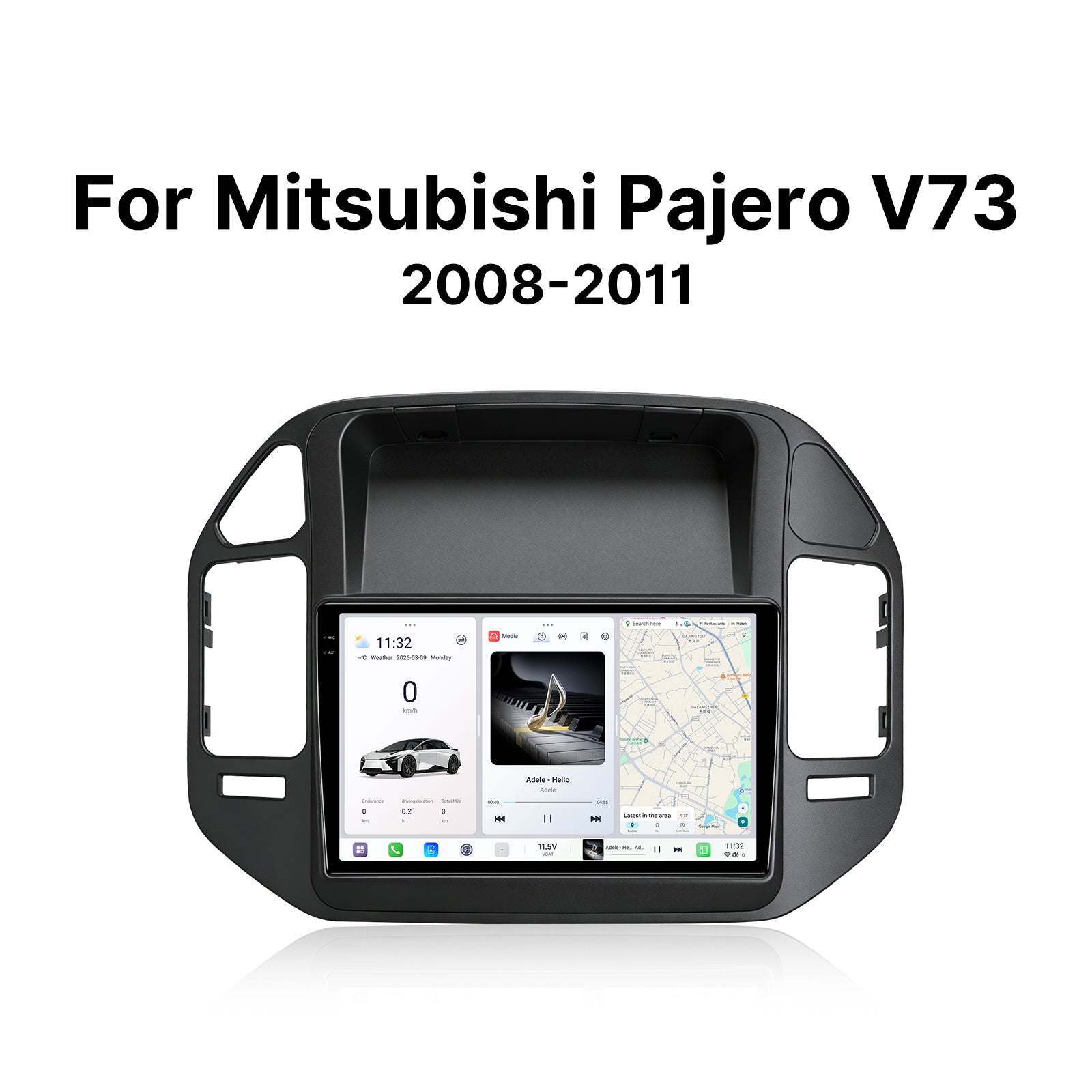 Youducar 9.5" Android Car Stereo for Mitsubishi Pajero V73 2008-2011 | Matte Black Frame IPS Touch Screen Plug & Play