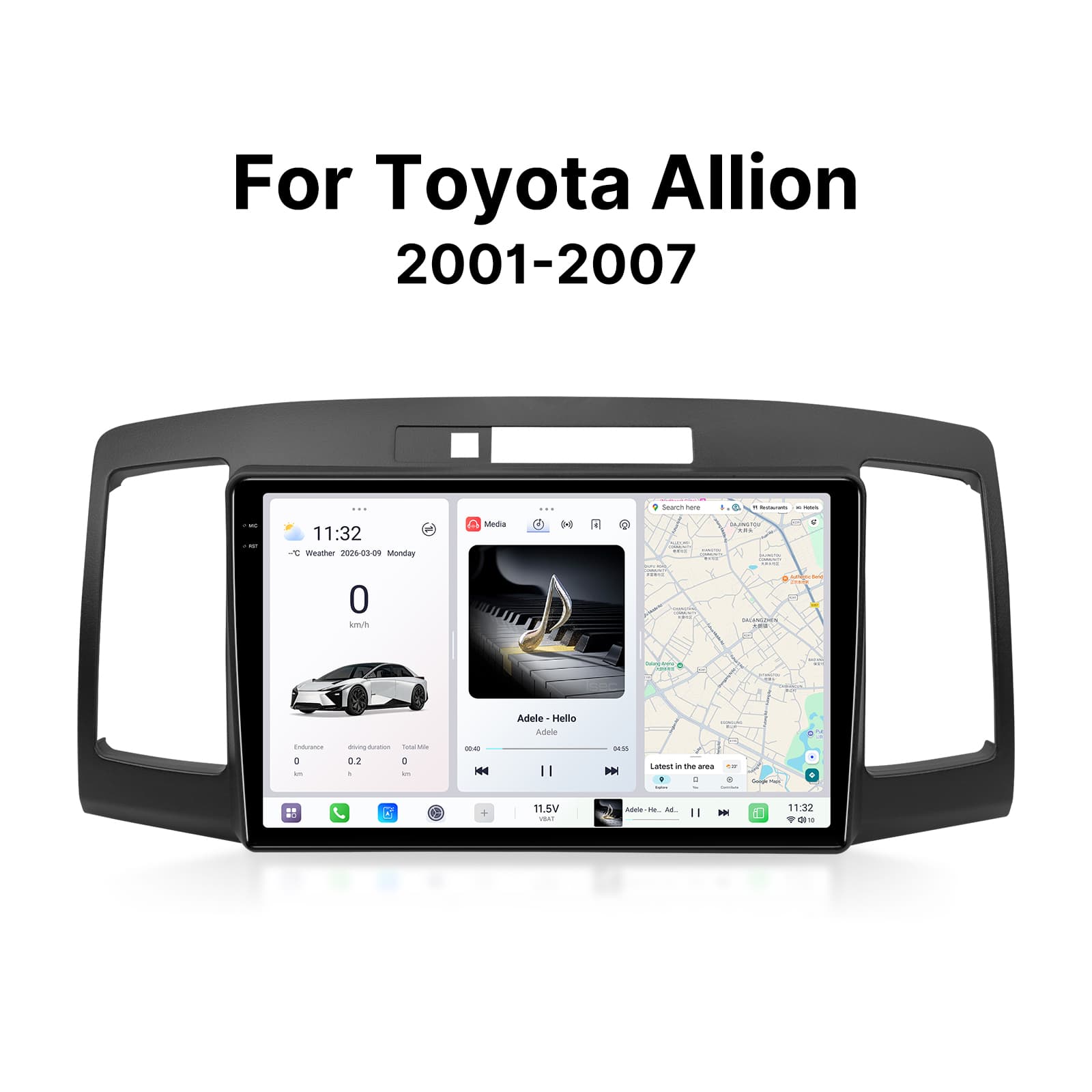 Youducar 9.5" Android Car Stereo for Toyota Allion (2001-2007) – Frame & Touch Screen GPS Navi Multimedia Player