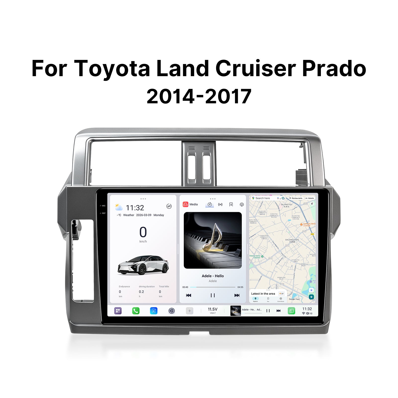 Youducar 10 Inch Android Car Screen for Toyota Land Cruiser Prado 2014-2017, OEM Dashboard Frame Kit GPS Multimedia Radio