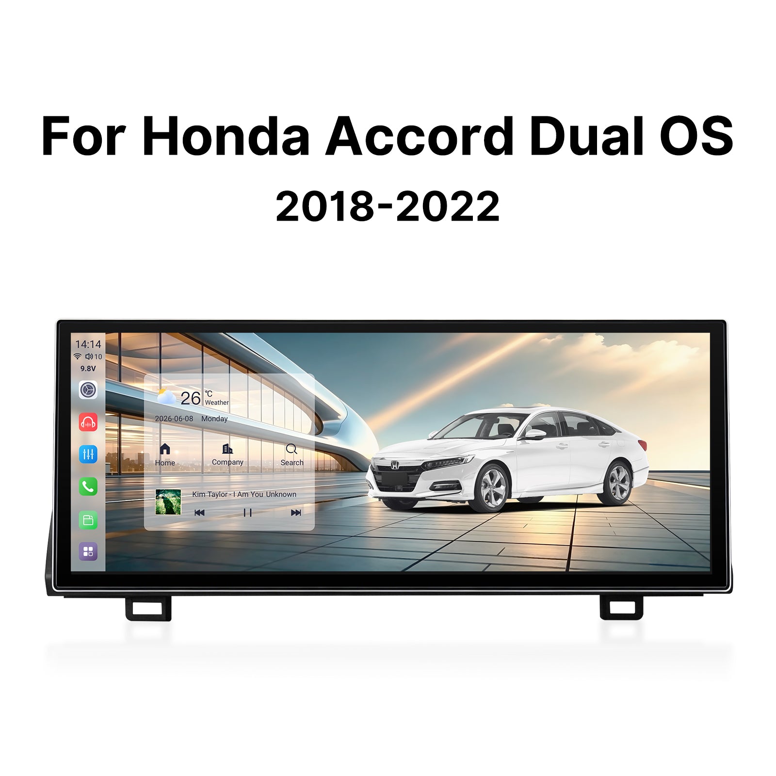 12.3-Inch Dual OS Android Head Unit for Honda Accord 10th Gen 2018-2022, Wireless CarPlay Android Auto Large Touch Screen