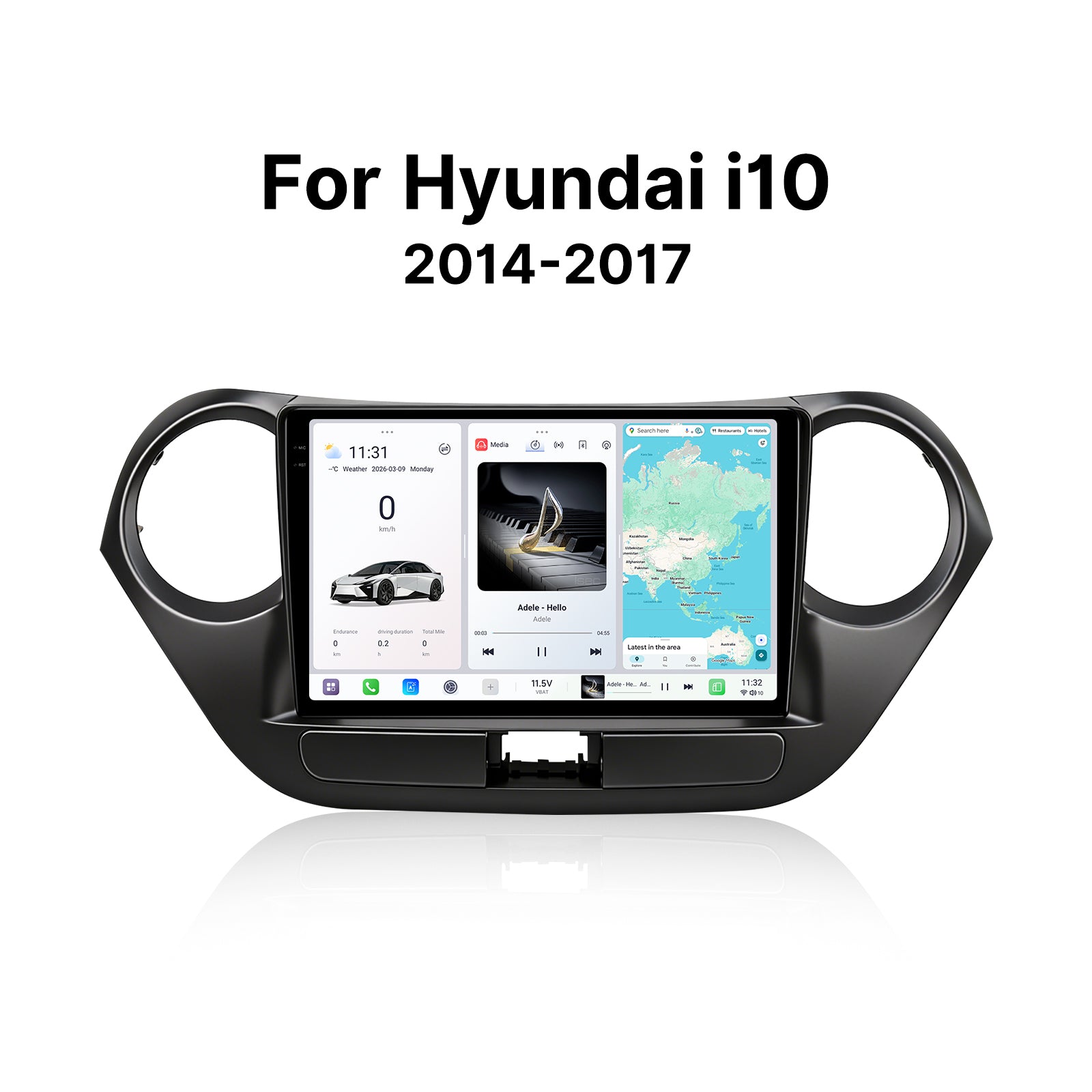 Youducar 9.5 Inch Android Car Stereo For Hyundai i10 2014-2017 With Dashboard Frame