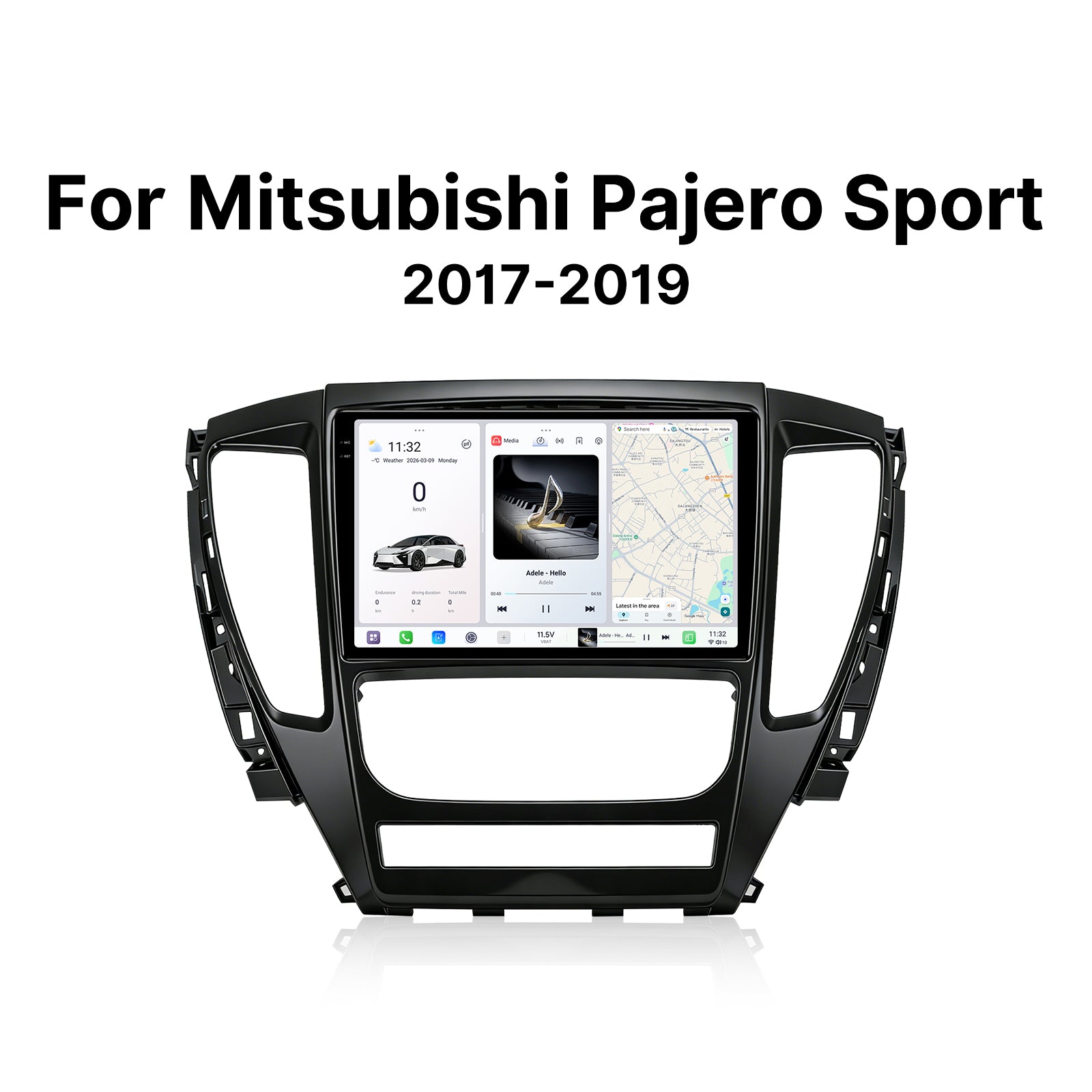 Youducar 9.5" Android Car Stereo for Mitsubishi Pajero Sport 2017-2019 | Touch Screen Head Unit with Frame