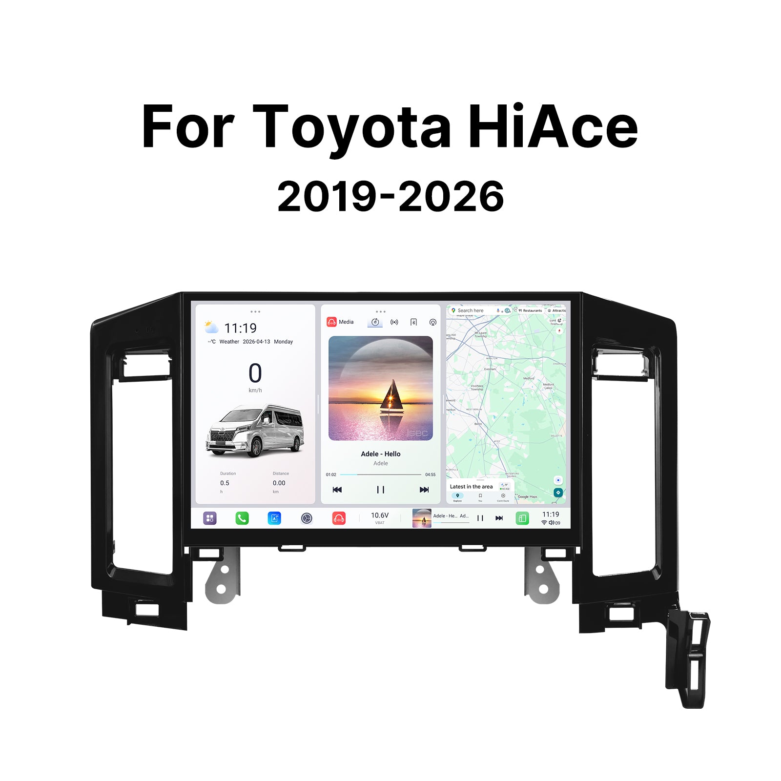 Youducar Android Head Unit for Toyota HiAce 2019-2026 | Large Touchscreen with CarPlay