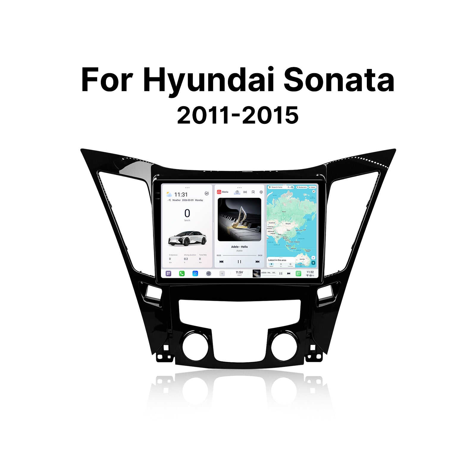 Youducar 9.5" Android Car Screen For Hyundai Sonata 8 2011-2015 Overseas Version With Dash Frame