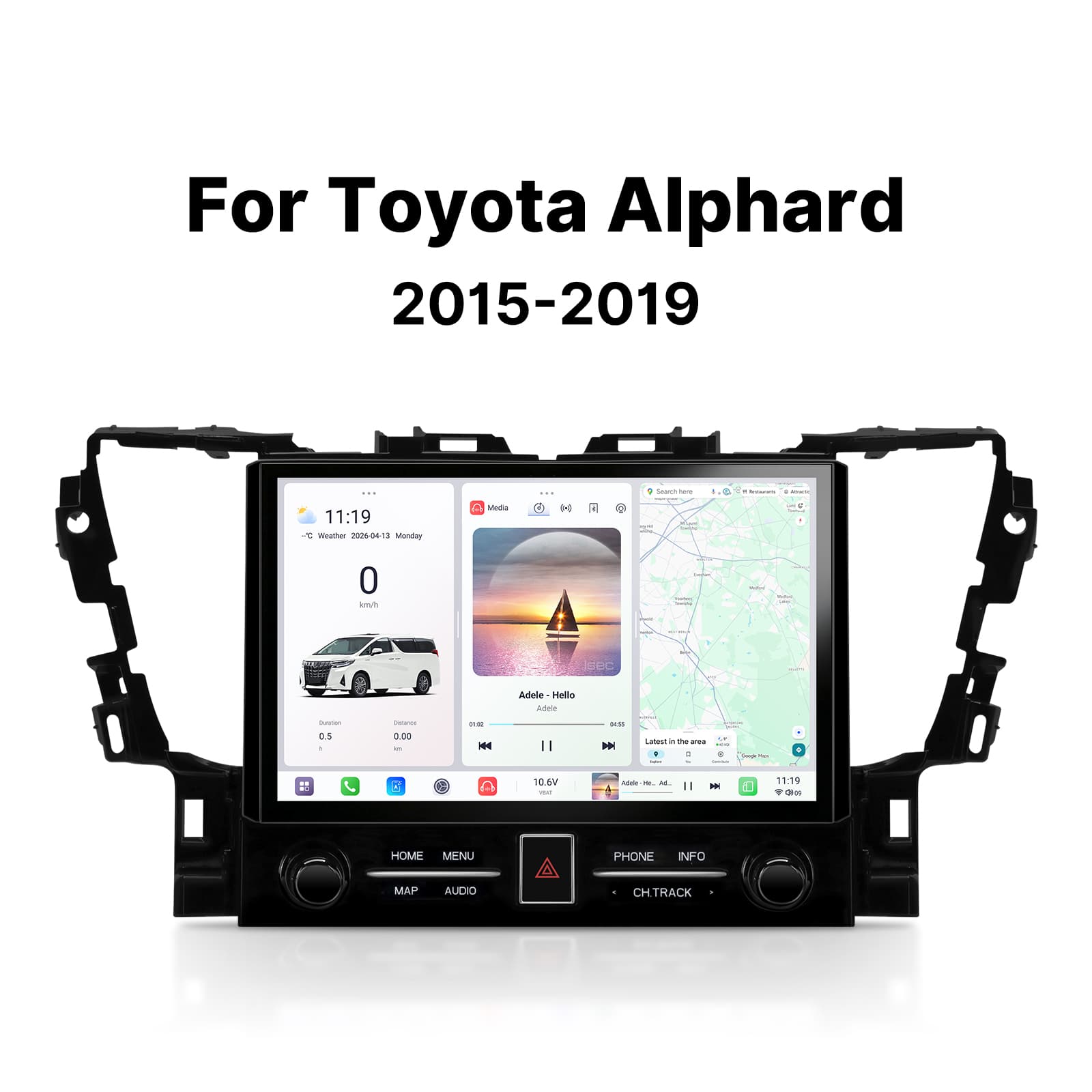 Youducar Head Unit for Toyota Alphard 2015-2019 | Large Touchscreen with Apple CarPlay