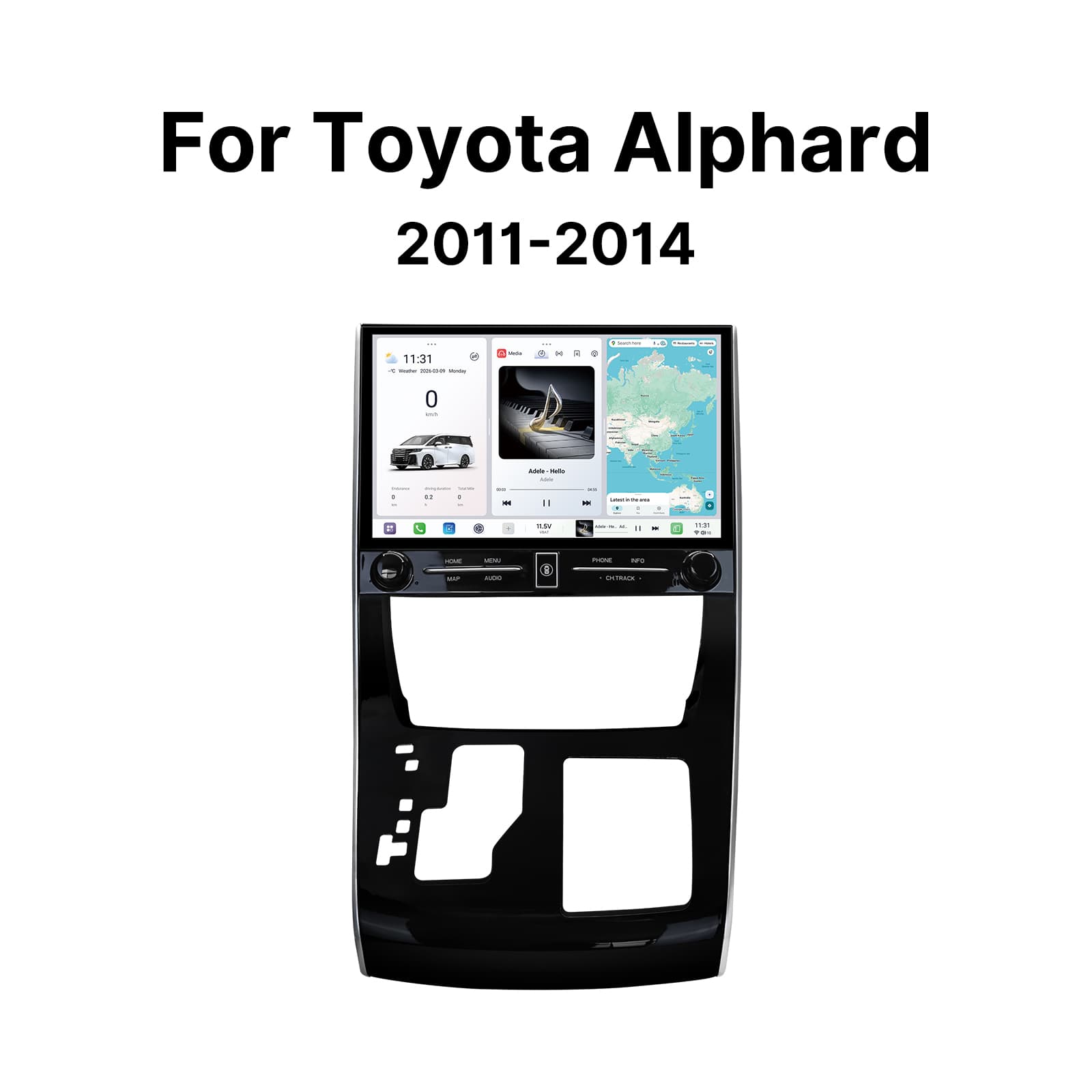 Youducar | 11.5-Inch Android Head Unit Kit for 20-Series to 30-Series Toyota Alphard/Vellfire Conversion (2011-2014 LHD) | with Wireless CarPlay