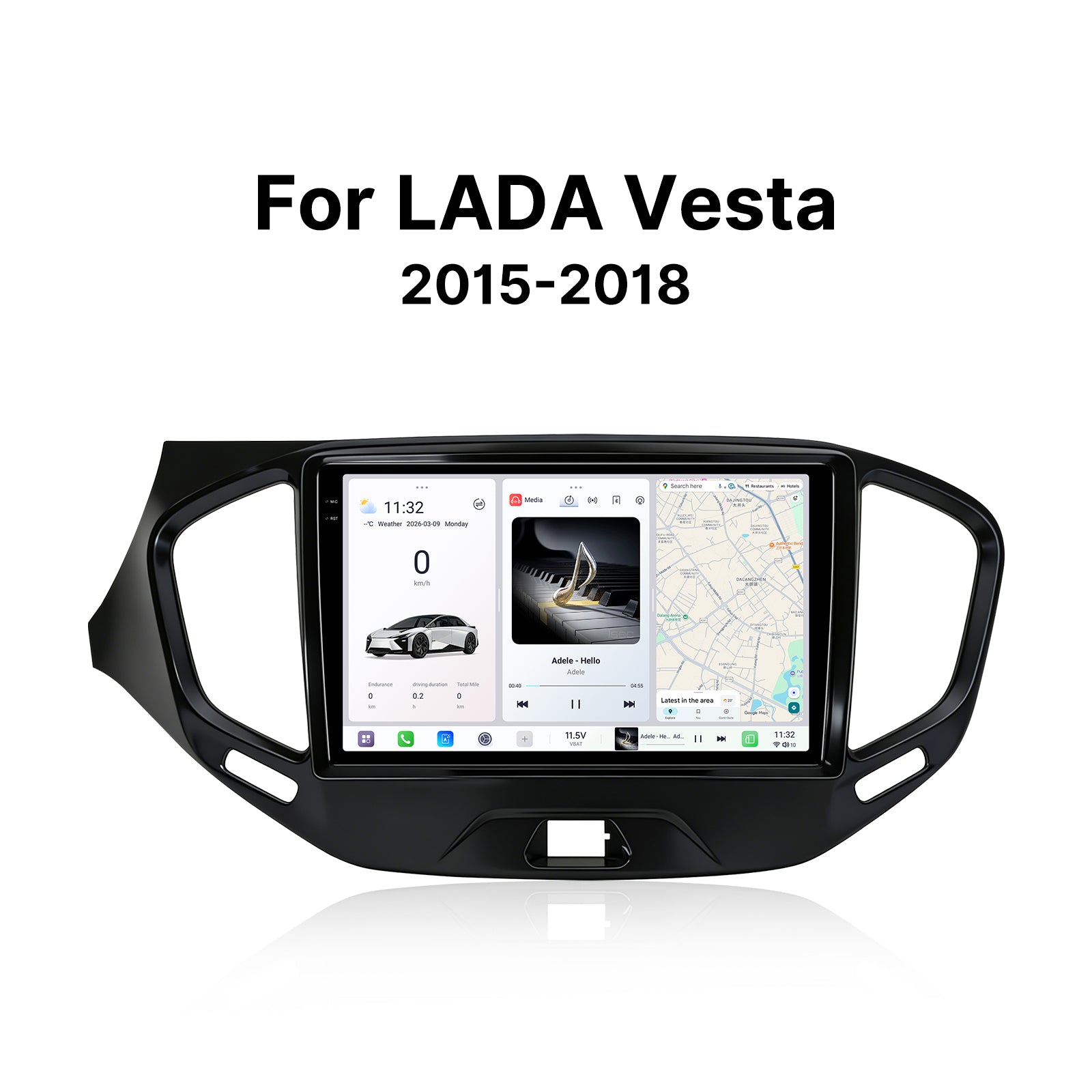 Youducar 9.5" Android Touch Screen Glossy Black Frame Kit for Lada Vesta Export 2015-2018 CarPlay GPS Stereo