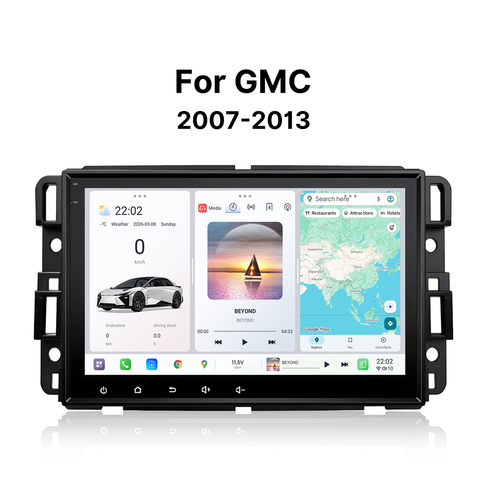 Youducar Universal 8 Inch HD Touch Screen Car Head Unit, Stereo Player for GMC