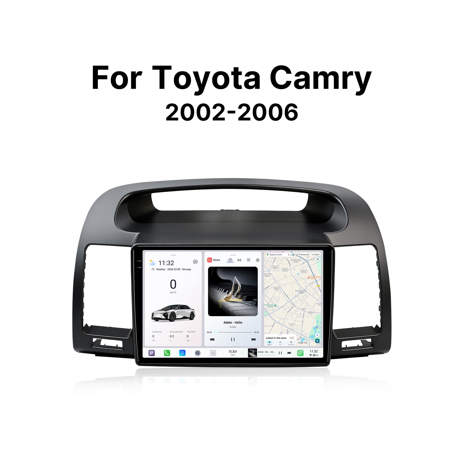 Youducar 9.5'' HD Android Touch Display + Dash Frame for Toyota Camry 2002-2006, Wireless CarPlay Navi Upgrade Kit