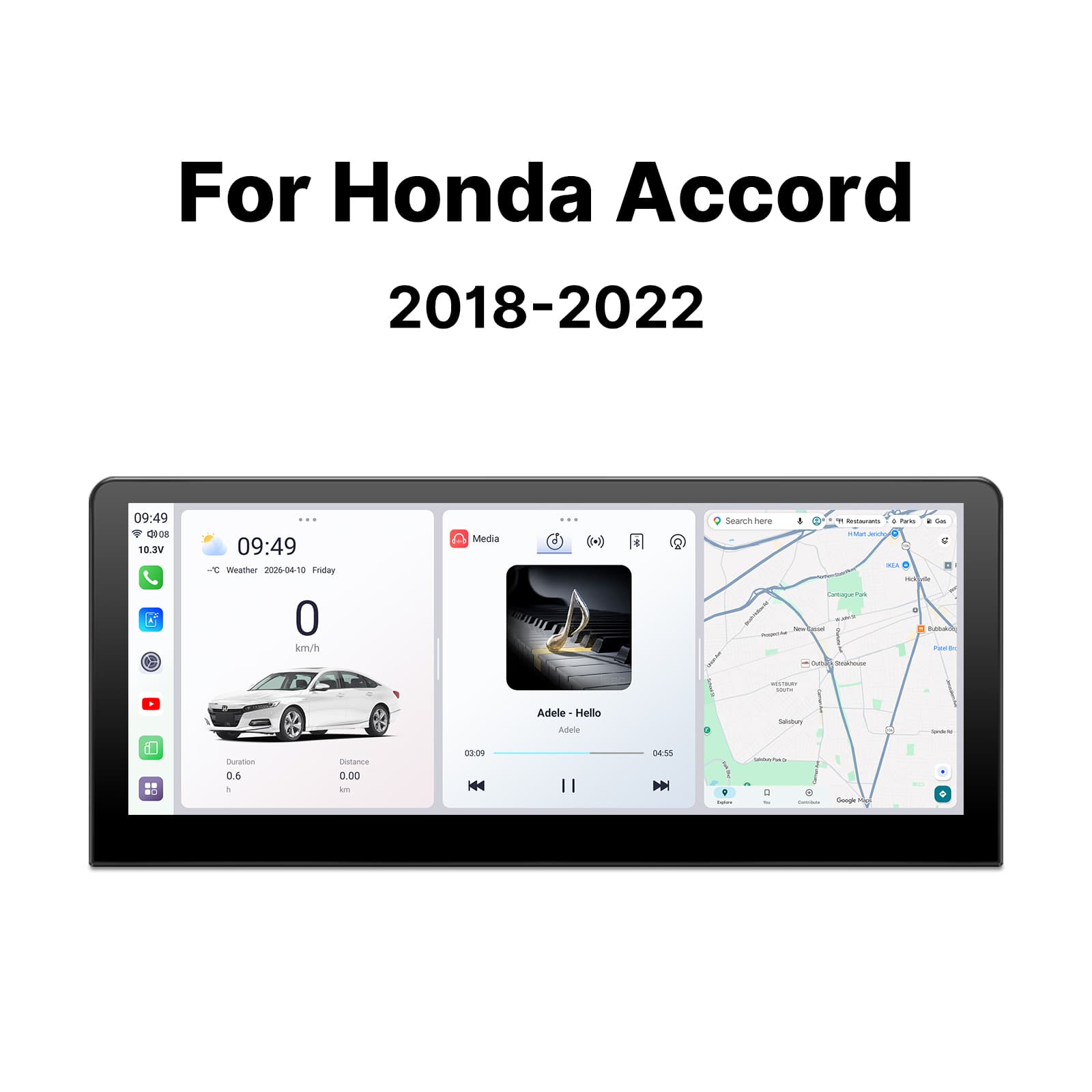 Youducar 12.3-inch Android Head Unit for 10th Gen Honda Accord 2018-2022, Wireless Apple CarPlay, Android Auto