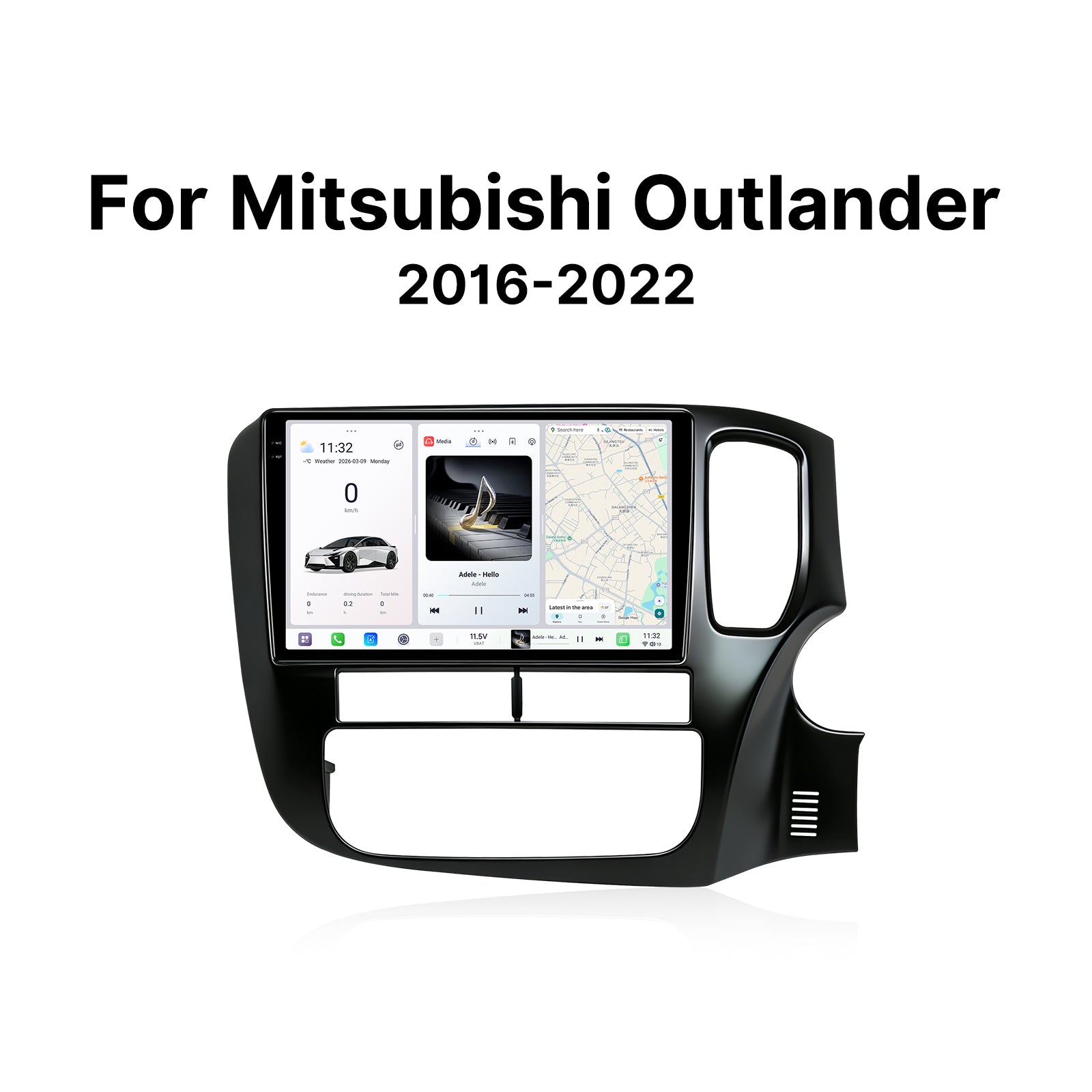 Youducar 9.5" Android Touch Screen for Mitsubishi Outlander 2016-2022 Right Hand Drive | Glossy Black Frame Head Unit