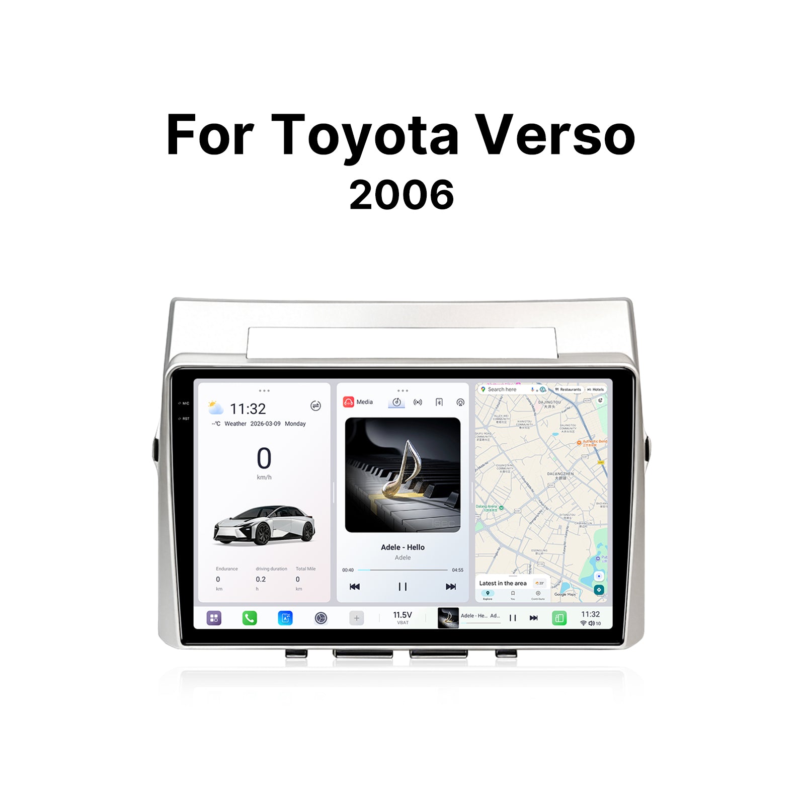 Youducar 9.5" Android Touch Screen + Frame Kit for Toyota Verso 2006 | Wireless CarPlay & Android Auto GPS Navigation Stereo