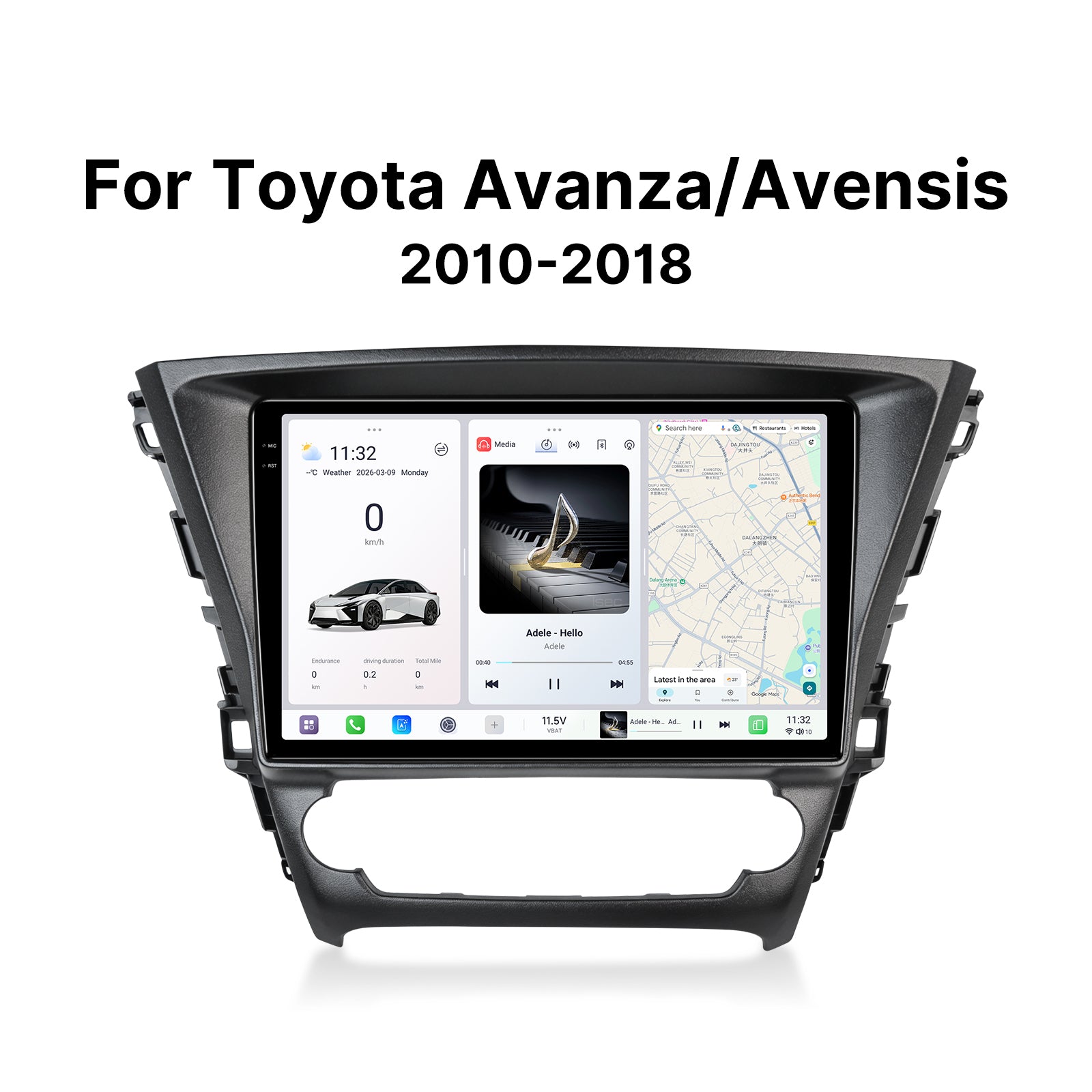 Youducar 10.36'' HD Large Display + Dash Frame for Toyota Avensis 2016-2018, Wireless CarPlay & Android Auto Upgrade