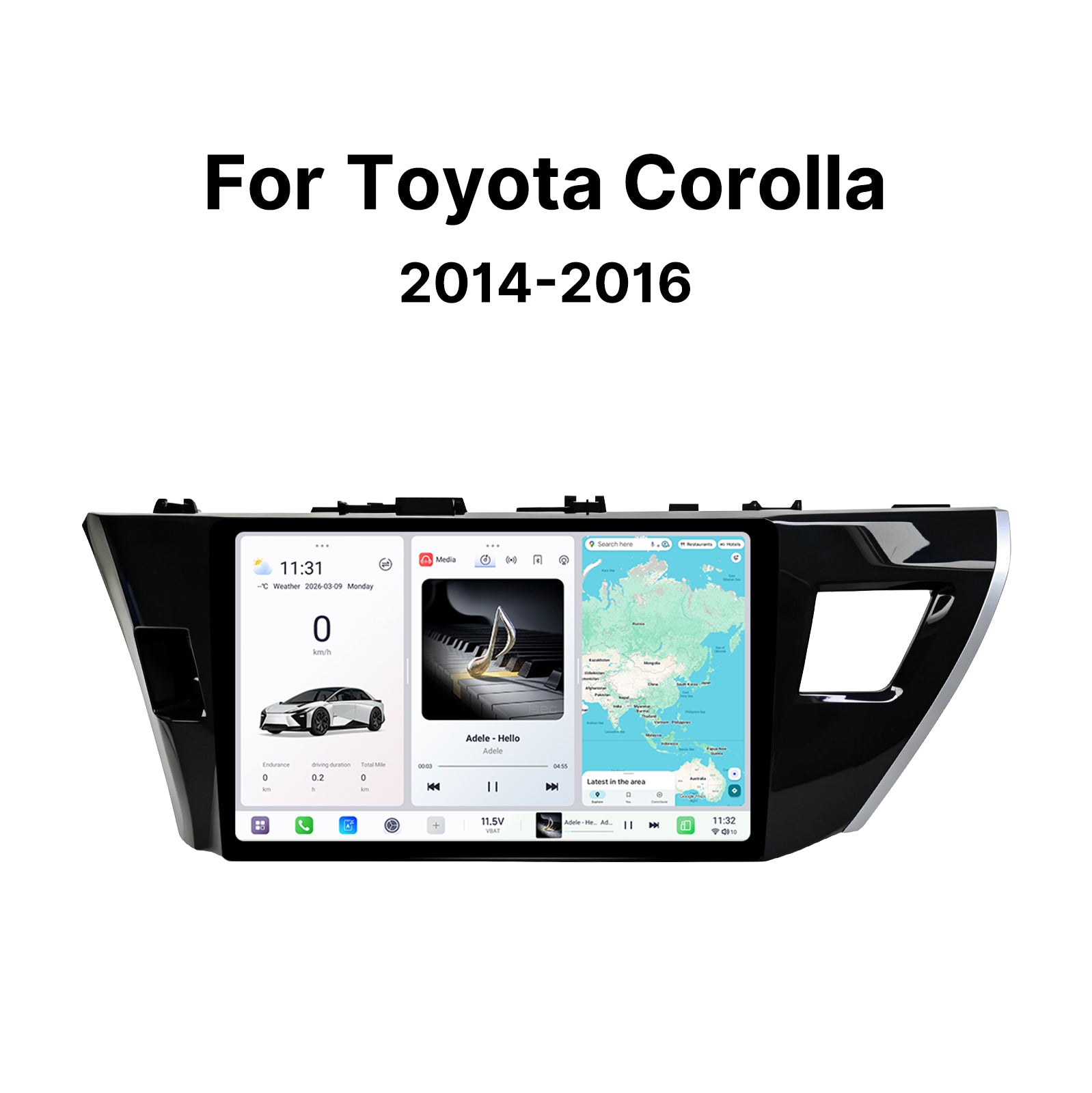 Youducar 10.36 Inch Android Car Stereo for Toyota Corolla 2014-2016, Custom Dash Frame Kit IPS Touch Screen GPS Radio