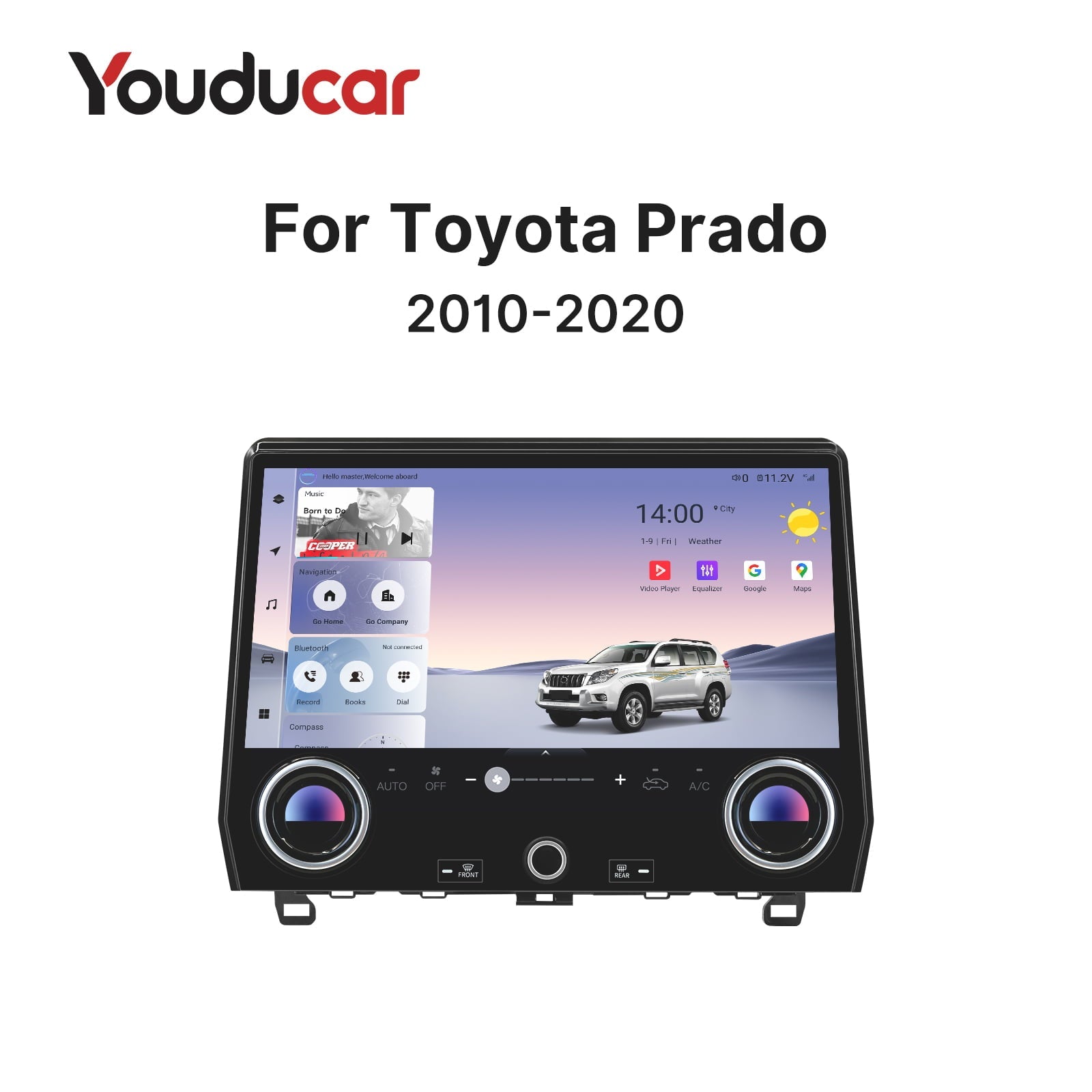 Youducar 13-Inch Android Head Unit for Toyota Land Cruiser Prado 2010-2020 | Dual-Knob Touchscreen with Wireless CarPlay & Android Auto Toyota
