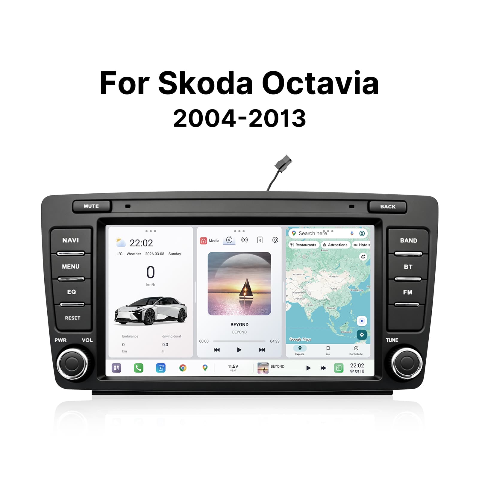 Youducar Skoda Octavia 8'' Universal Car Radio, Wireless CarPlay & Android Auto Multimedia Player