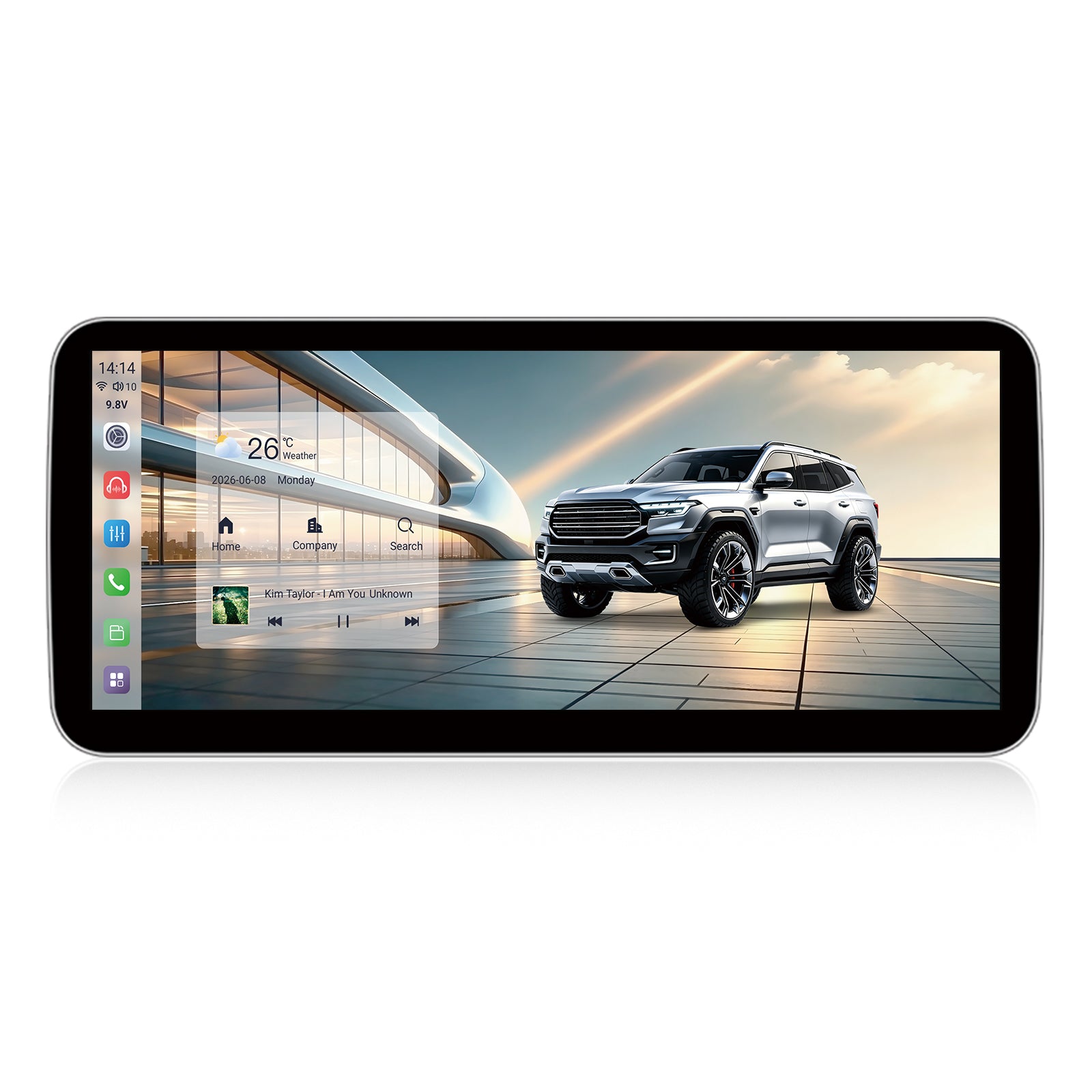 Youducar 12.3 Inch Android Car Radio DVD Player GPS Navigation Head Unit Universal 2 DIN Adjustable Floating Screen Hi-Res Audio
