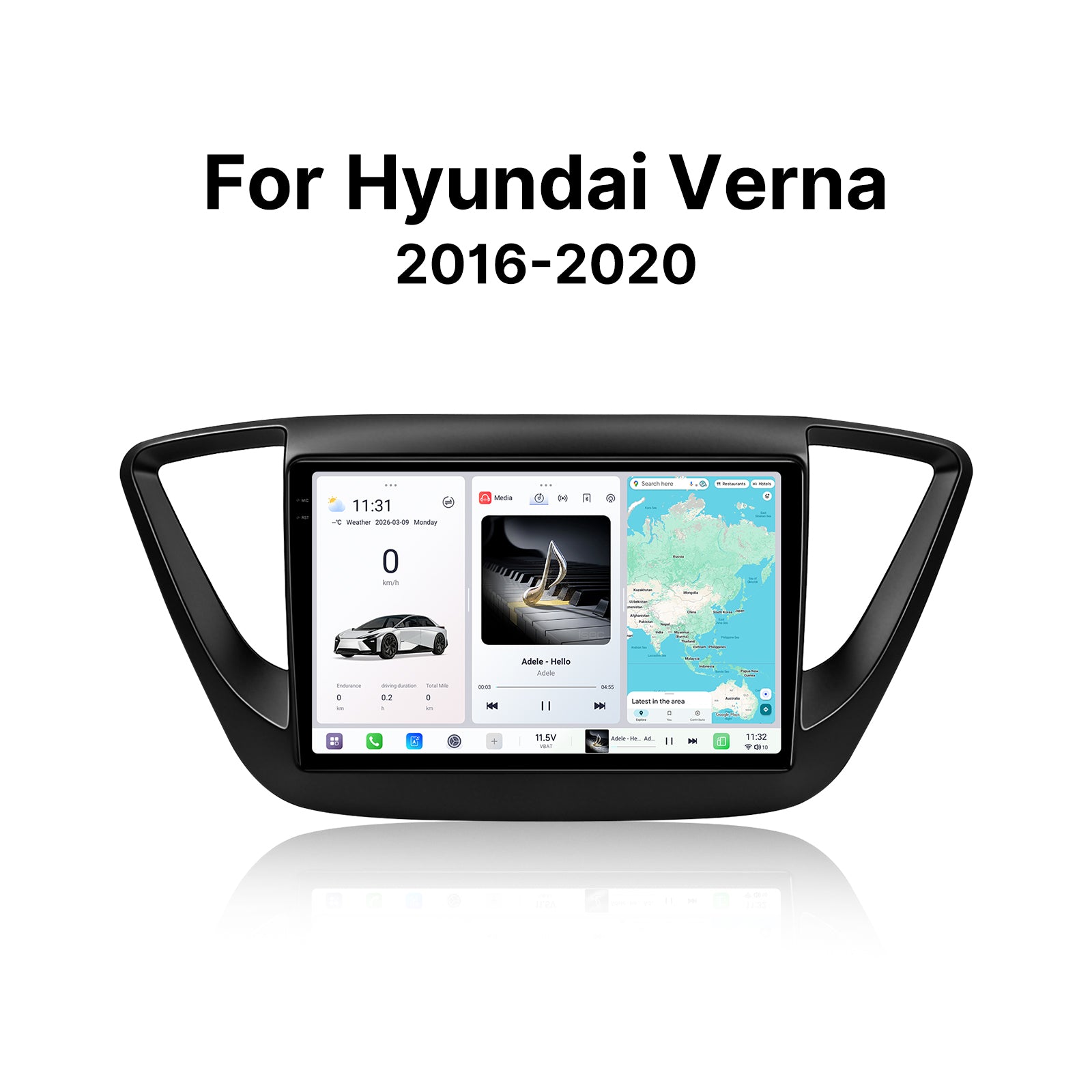 Youducar 9.5" Android Car Stereo for Hyundai Verna 2016-2020 With Dashboard Frame