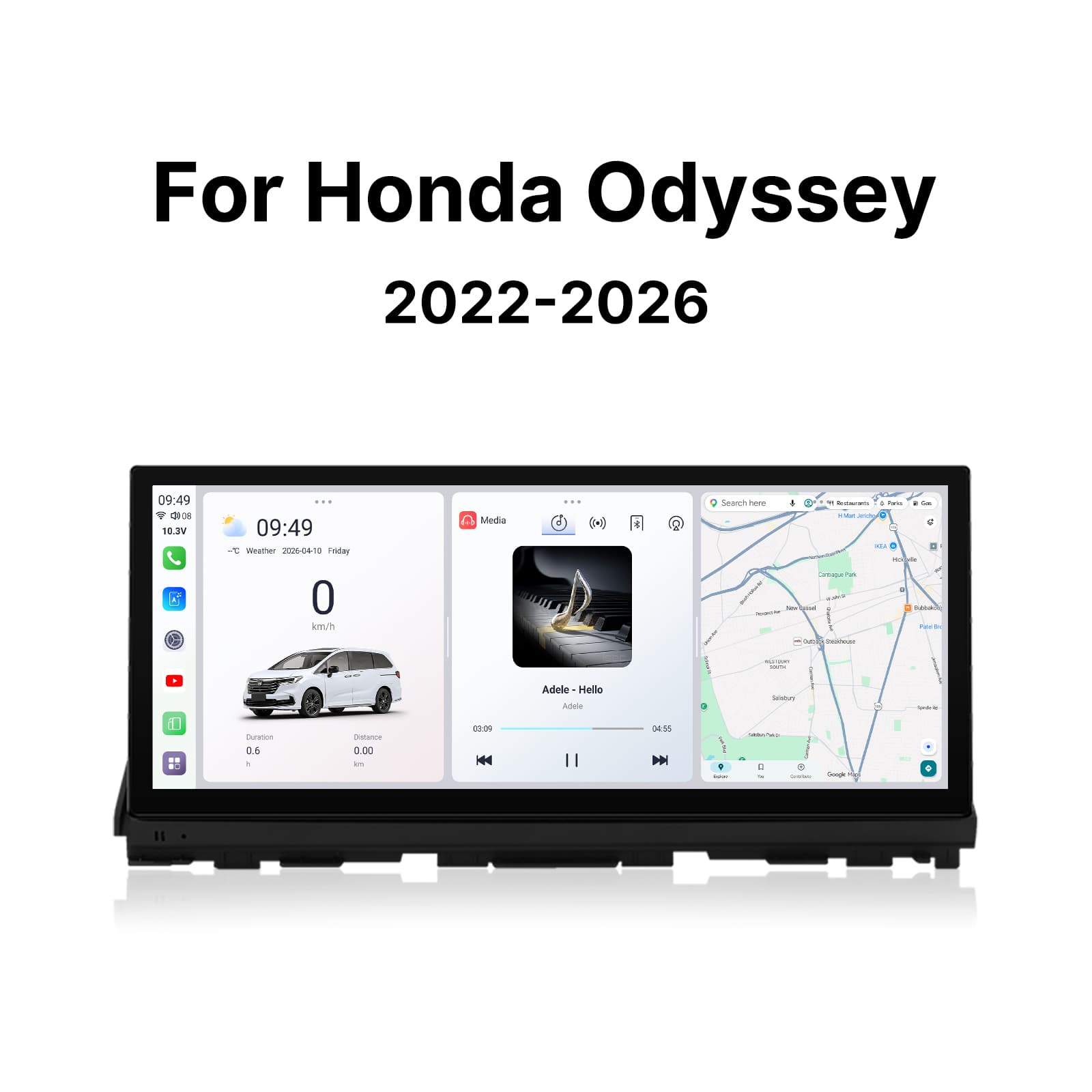 Youducar 12.3-Inch Android Head Unit for Honda Odyssey 2022-2026 | Large Touchscreen with Wireless CarPlay & Android Auto