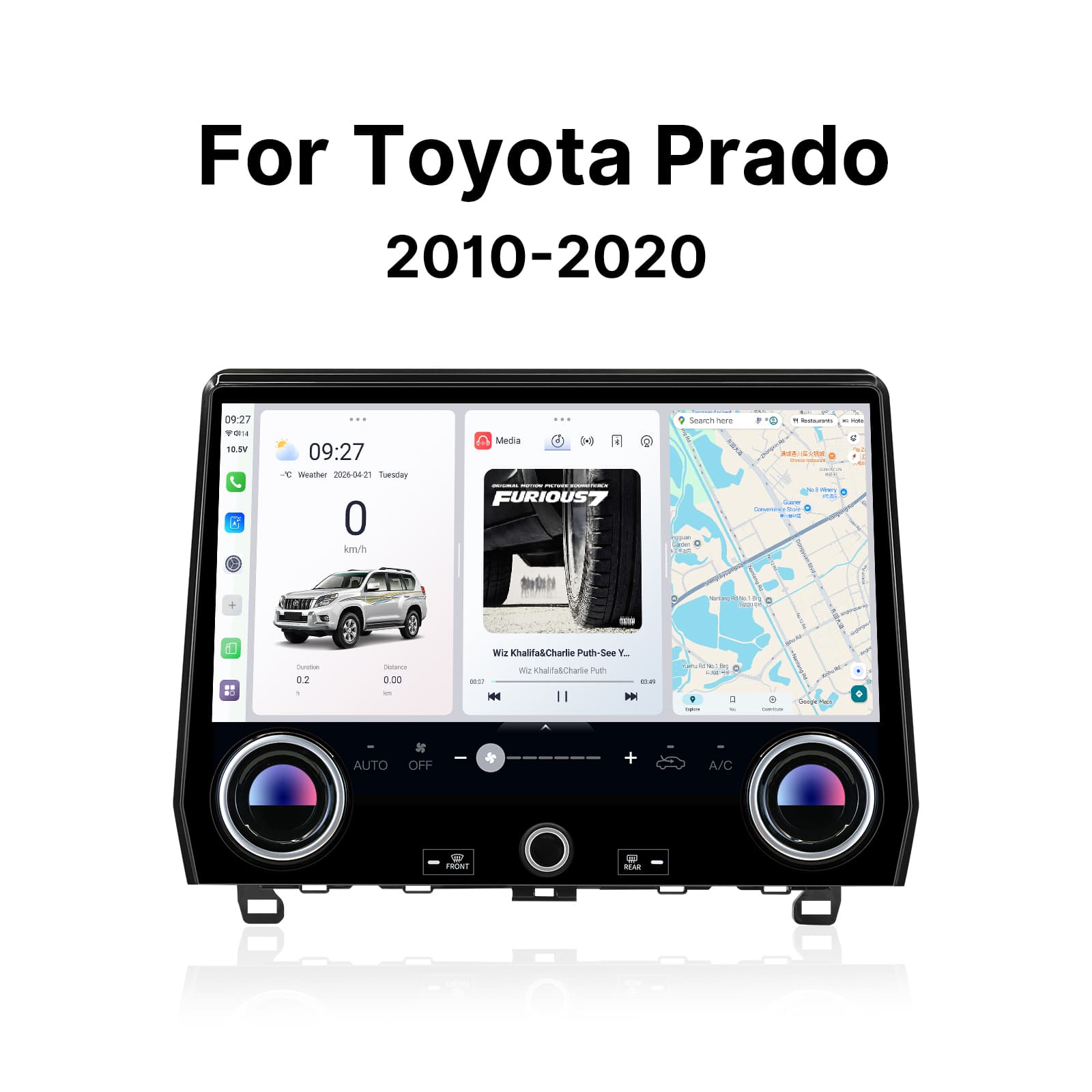 Youducar 13-Inch Android Head Unit for Toyota Land Cruiser Prado 2010-2020 | Dual-Knob Touchscreen with Wireless CarPlay & Android Auto