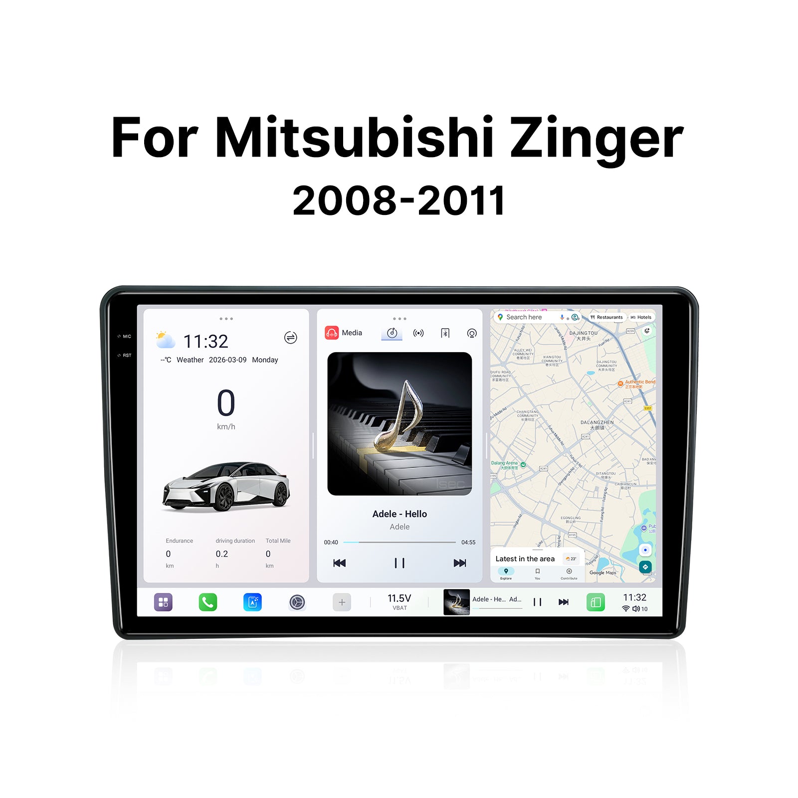 Youducar 9.5" Android Car Stereo for Mitsubishi Zinger 2008-2011 | Glossy Black Frame IPS Touch Screen Plug & Play