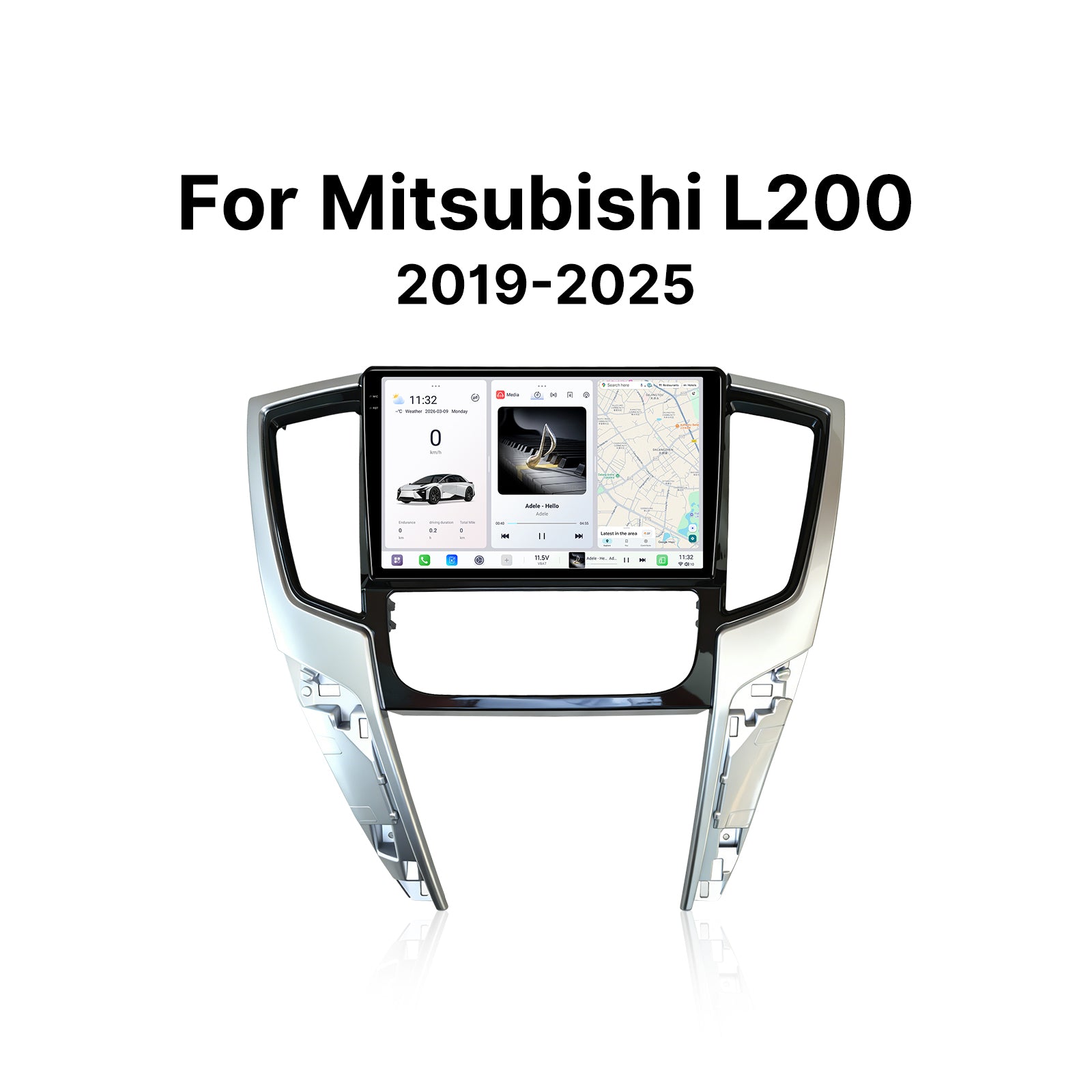 Youducar 9.5" Android Car Stereo for Mitsubishi Triton L200 (RHD) 2019-2025 | Glossy Black Frame, IPS Touch Screen, Plug & Play