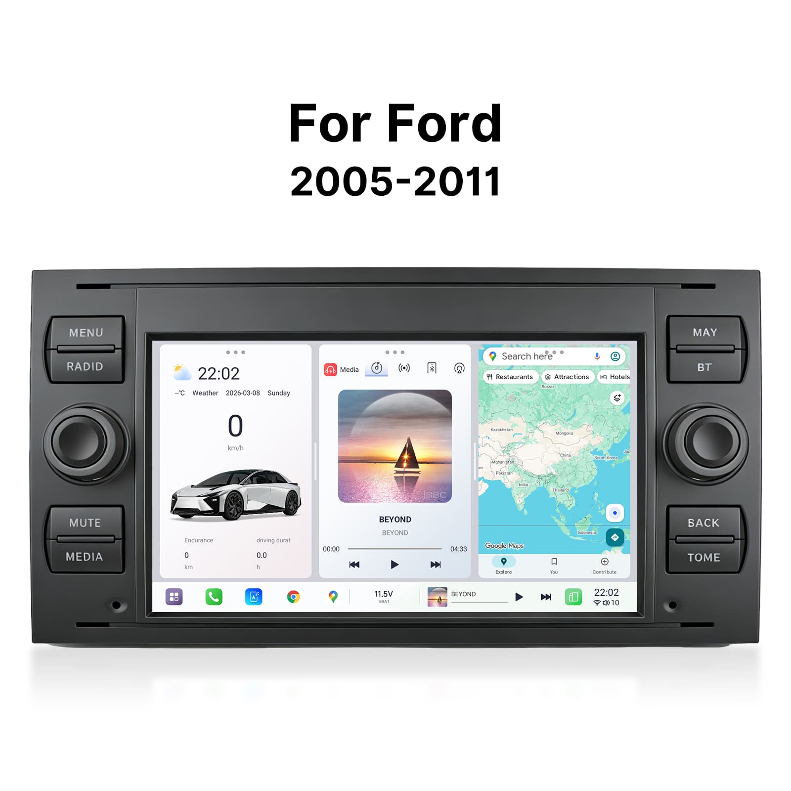 Youducar 7 Inch Universal Car Stereo, Double Din Touch Screen Radio for Ford Universal Models