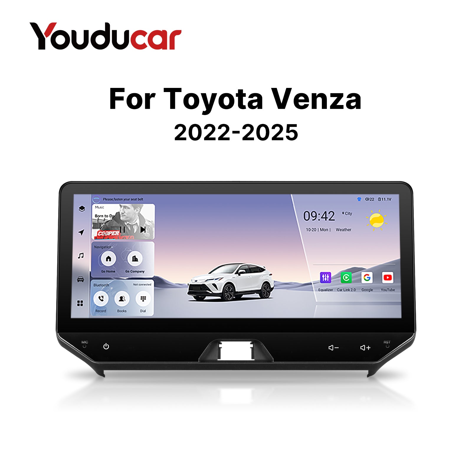 Youducar 12.3-Inch Android Head Unit for Toyota Harrier (Venza) 2022-2025 | Large Touchscreen with Wireless CarPlay & Android Auto