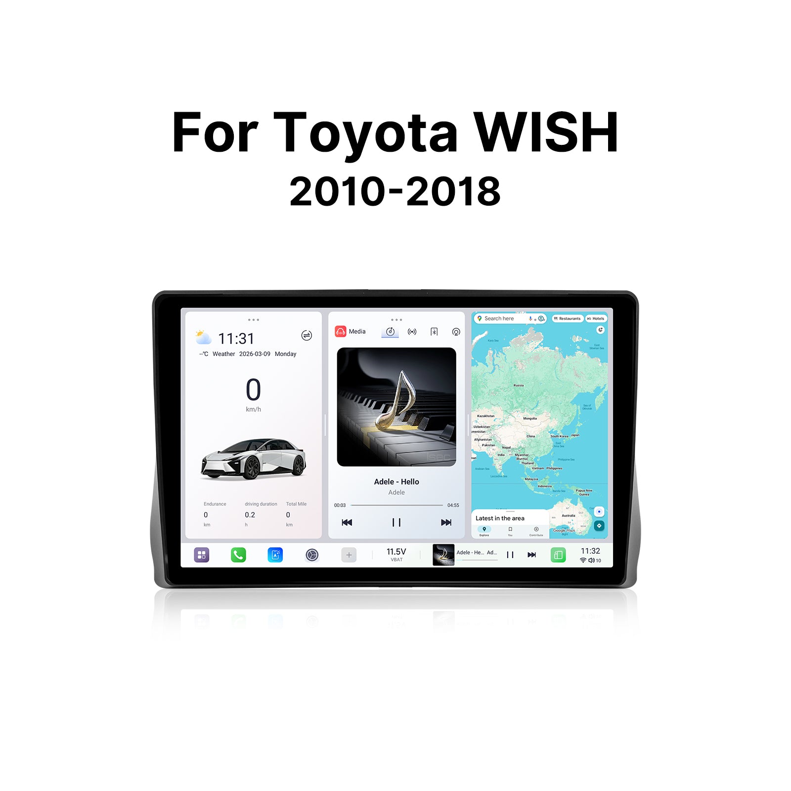Youducar 10.36'' HD Android Display + Dash Frame for Toyota Wish 2010-2018, Wireless CarPlay & Android Auto Upgrade