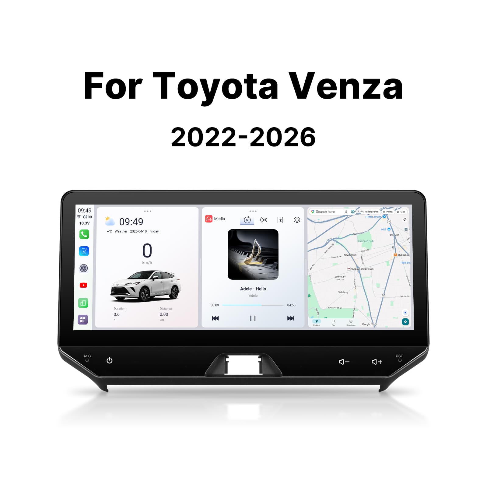 Youducar 12.3-Inch Android Head Unit for Toyota Harrier (Venza) 2022-2025 | Large Touchscreen with Wireless CarPlay & Android Auto