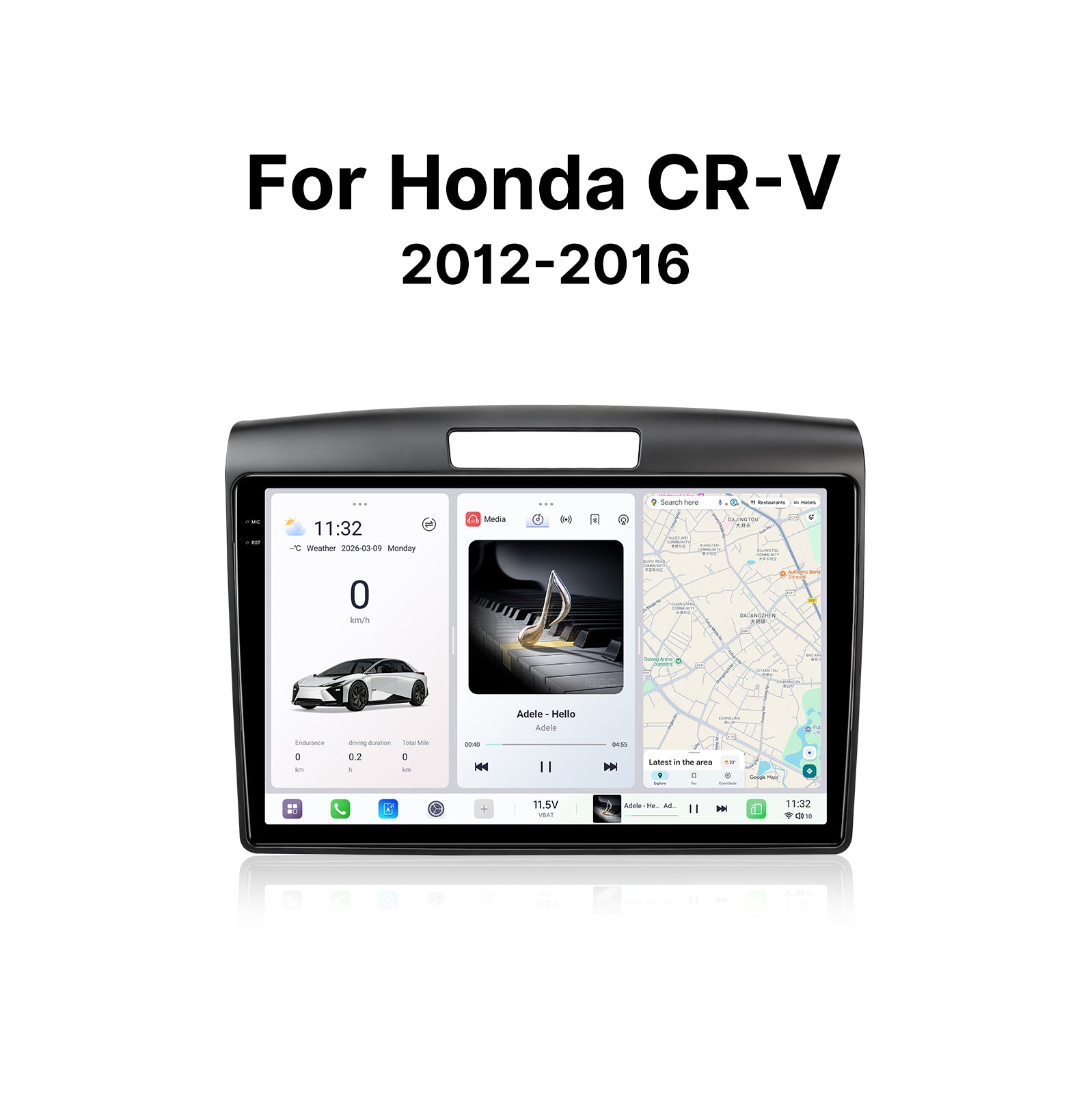 Youducar 9 Inch Android Car Stereo with Dash Frame Kit for Honda CR-V 2012-2016, Wireless CarPlay Android Auto Touch Screen Radio