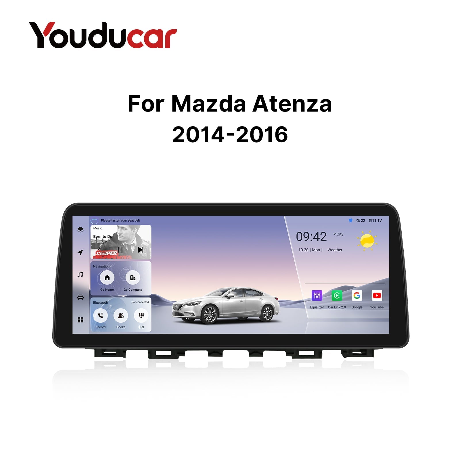 Youducar 12.3-Inch Android Head Unit for Mazda 6 (Atenza) 2014-2016 | Large Touchscreen with Wireless CarPlay & Android Auto Mazda