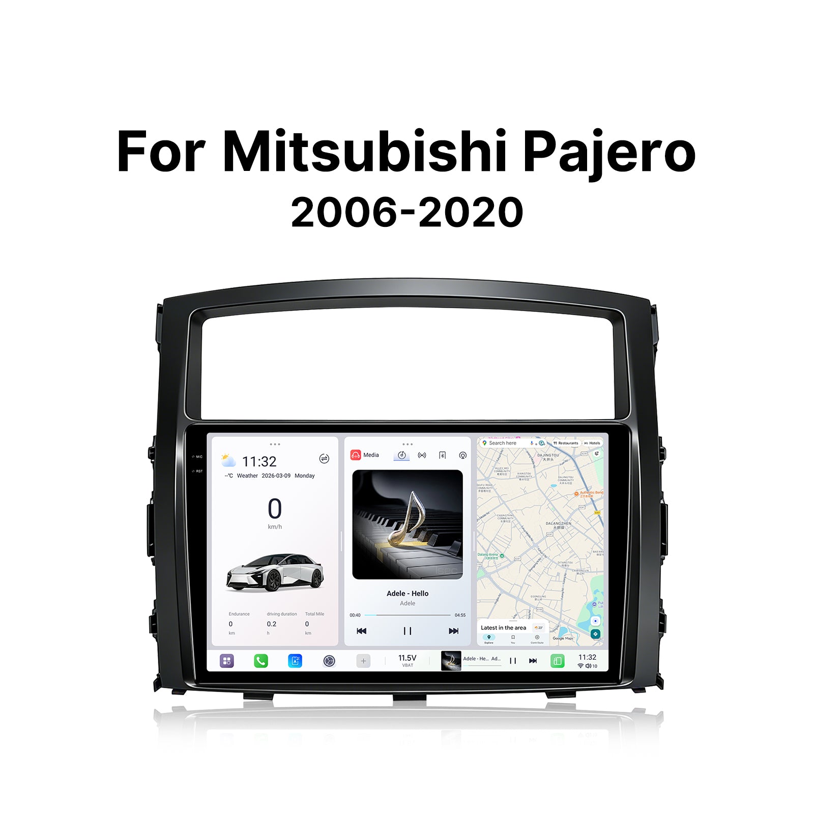 Youducar 9.5" Android Car Stereo for Mitsubishi Pajero 2006-2020 | Glossy Black Frame IPS Touch Screen Plug & Play