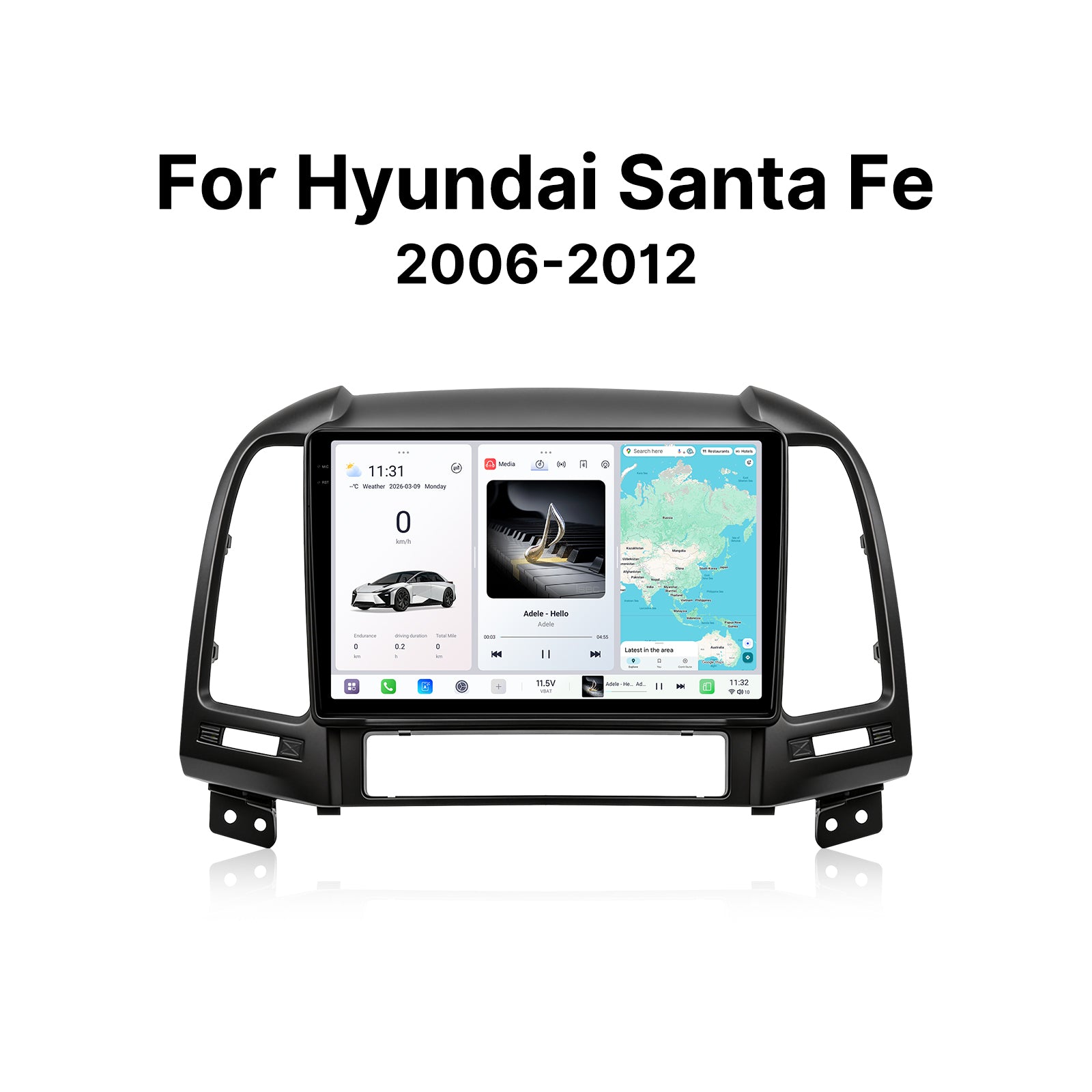 Youducar 9.5" Android Car Stereo for Hyundai Santa Fe 2006-2012 With Dashboard Frame