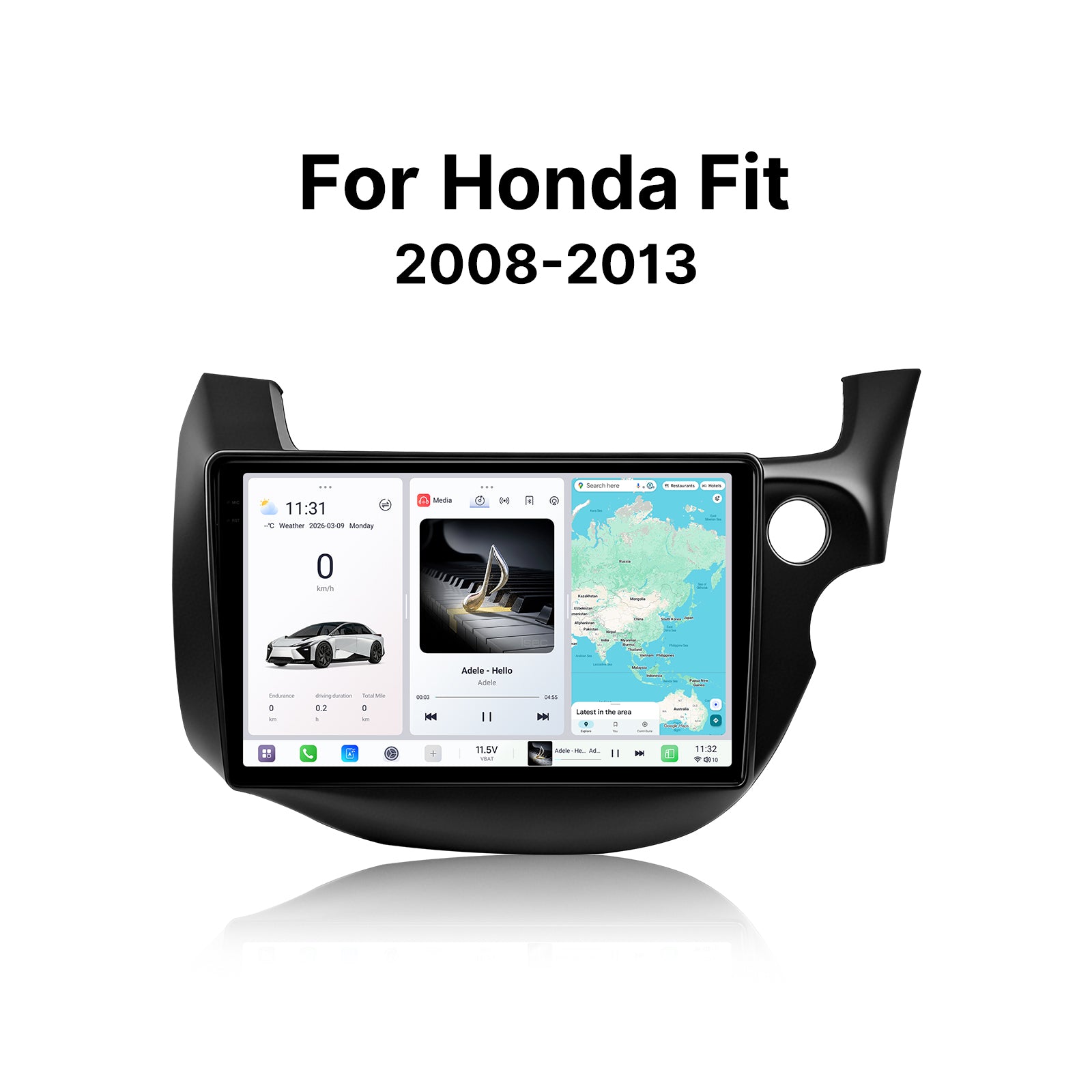 Youducar 10.36 Inch Android Car Screen with RHD Dash Frame Kit for Honda Fit 2008-2013, Right Hand Drive Car Stereo