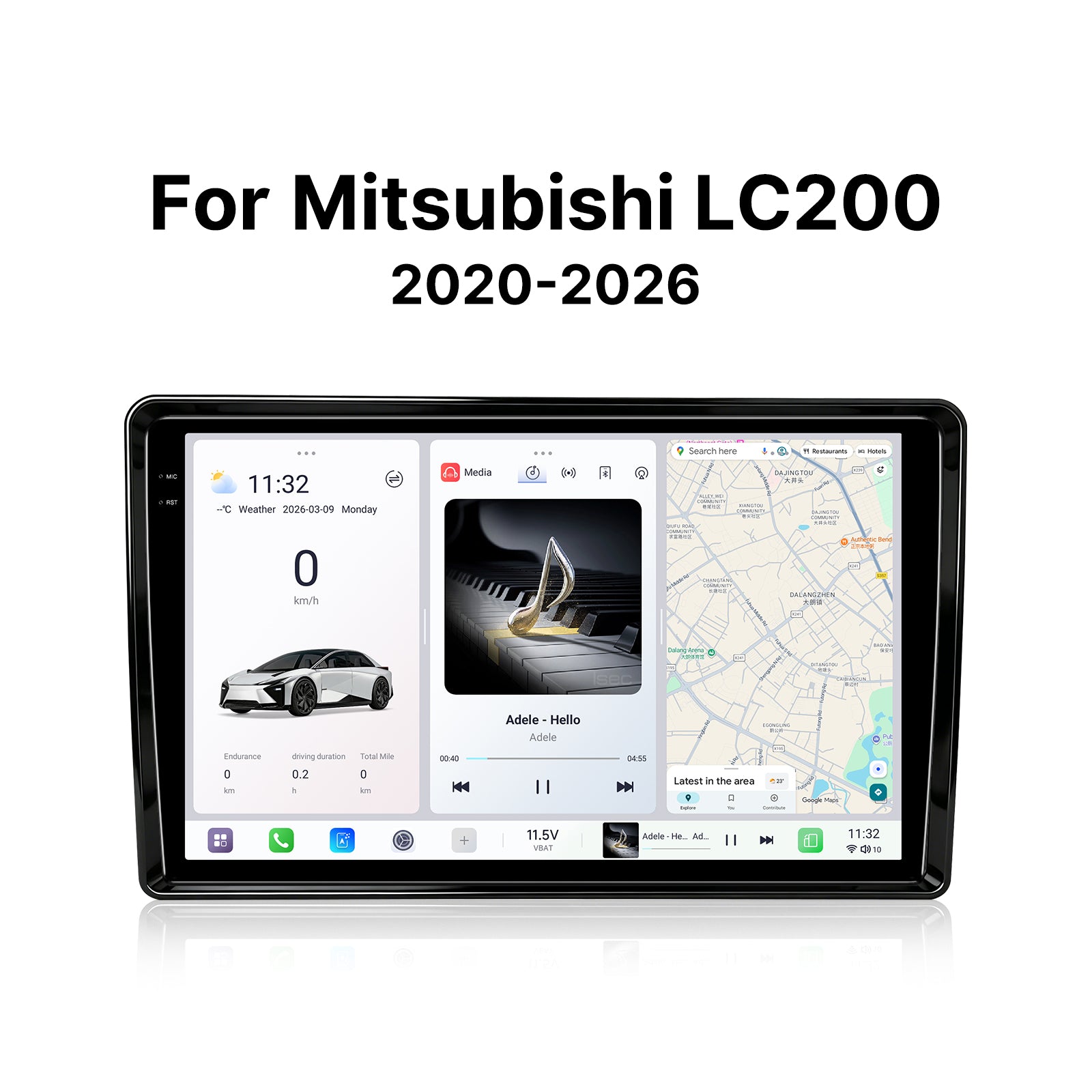 Youducar 9.5" Android Car Stereo for Mitsubishi L200 2020-2026 | Glossy Black Frame + QLED Touch Screen, Plug & Play