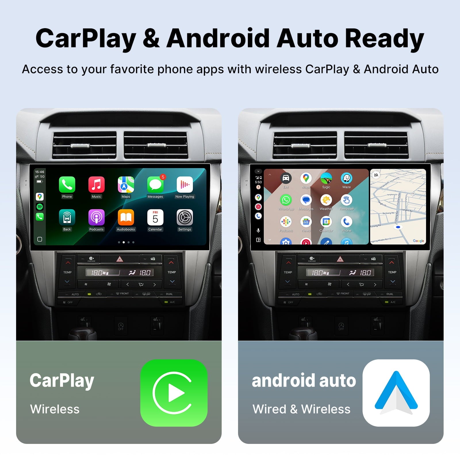 Youducar 12-Inch Android Head Unit for Toyota Camry 2015-2017 | Large Touchscreen with Wireless CarPlay & Android Auto Toyota