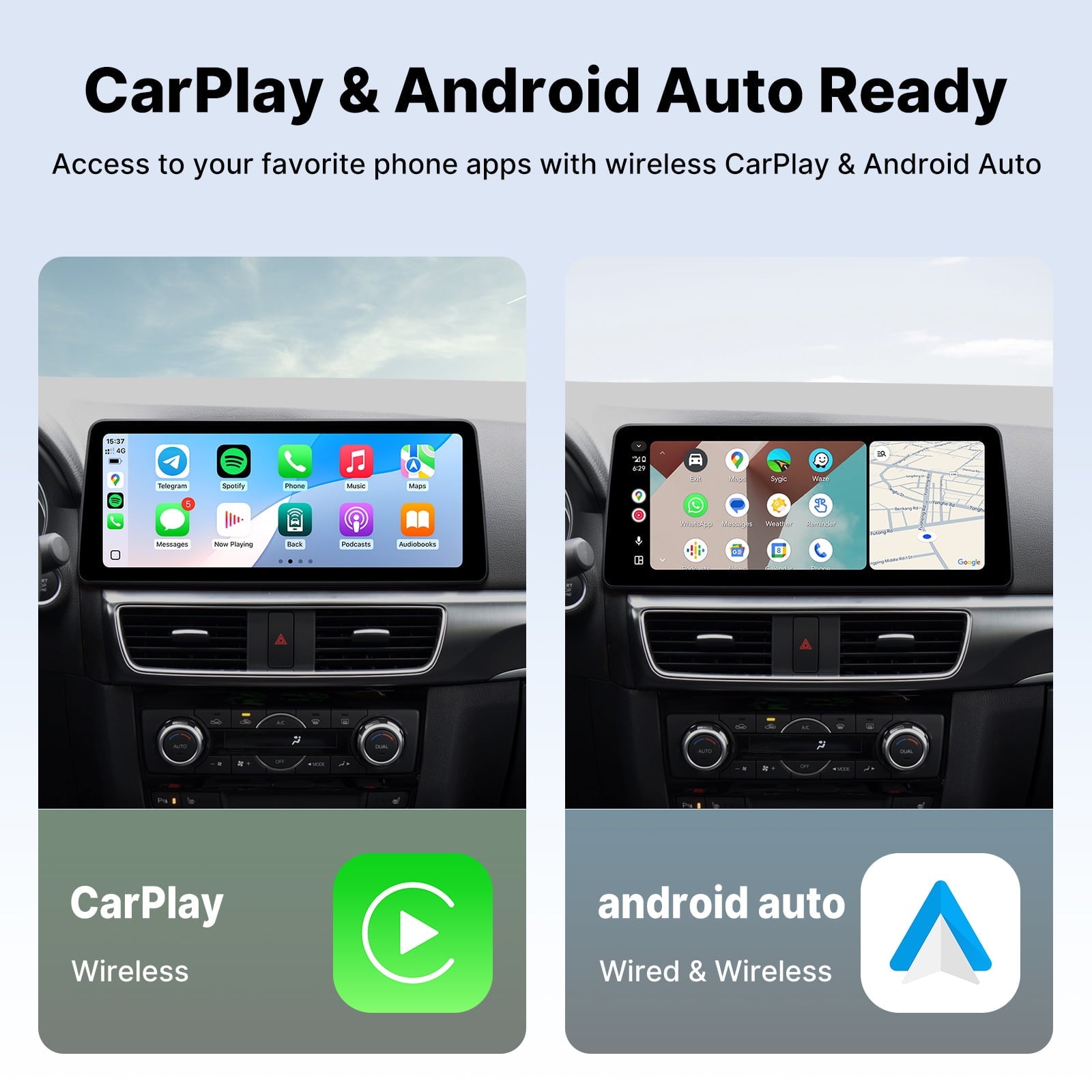 Youducar 12.3-Inch Android Head Unit for Mazda 6 (Atenza) 2014-2016 | Large Touchscreen with Wireless CarPlay & Android Auto Mazda