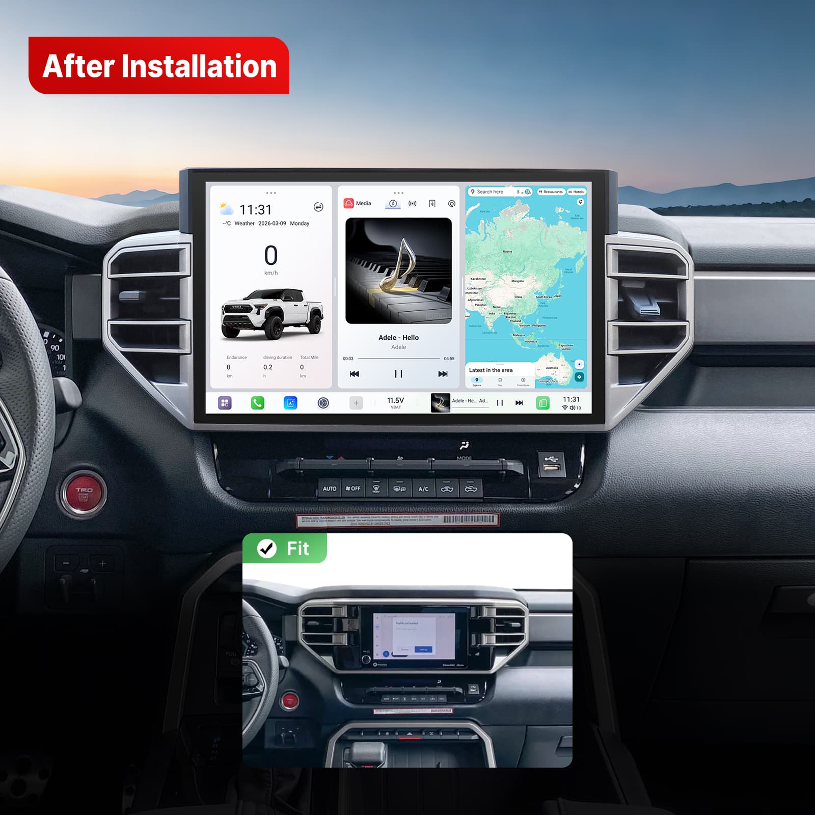 USA Warehouse in Stock [8G+256G] Youducar 14.6-Inch Android Head Unit for Toyota Tundra 2020-2026 | Giant Touchscreen Command Center with Wireless CarPlay & Android Auto