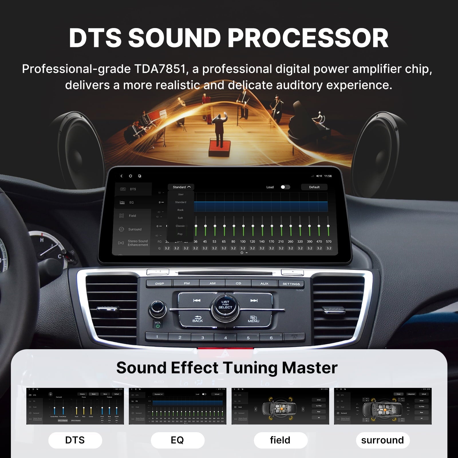 Youducar 12.3-Inch Android Head Unit for FF Accord 2013-2017 | OEM-Style Large Screen with Wireless CarPlay & Android Auto Honda