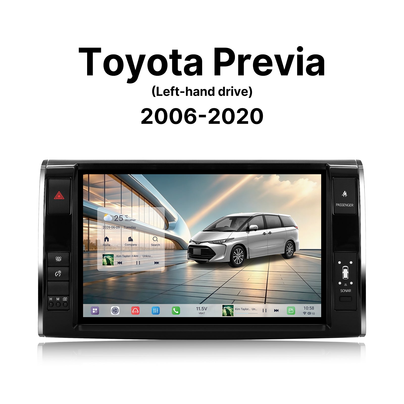 Youducar 11.5 Inch Android Car Stereo For Toyota Previa LHD 2006-2020, Plug and Play Car Radio GPS Navigation Head Unit