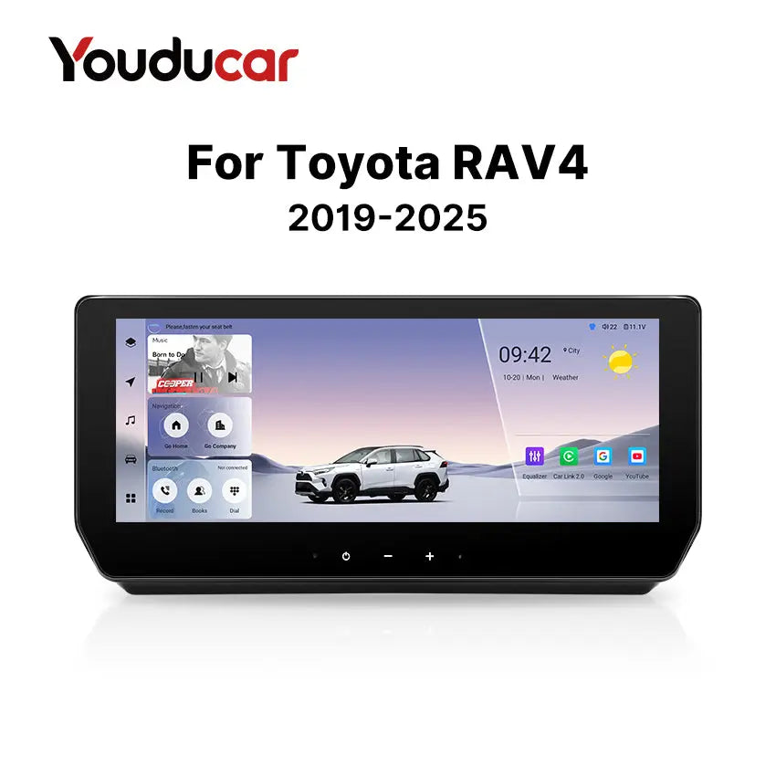 Android car stereo for Toyota RAV4 2019-2025 with wireless CarPlay and Android Auto 12.3 inch touchscreen
