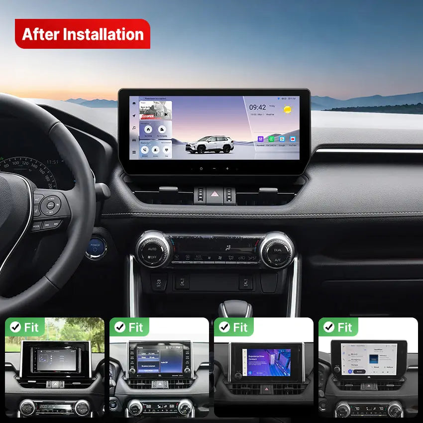 After installation Android head unit in Toyota RAV4 dashboard with factory fit design
